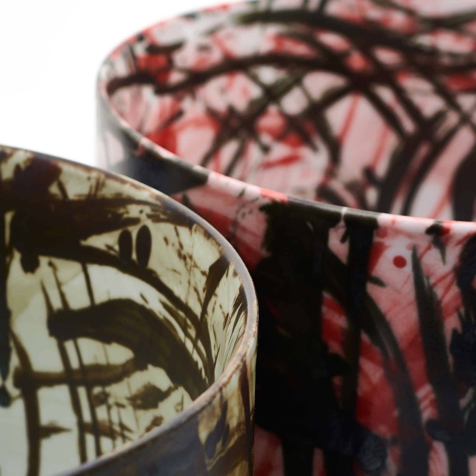 Felicity Aylieff, Black & White Scribble Vase with Red, 2016