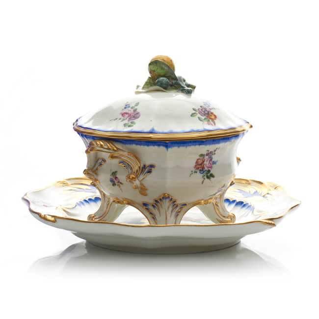 Sèvres Porcelain, A Vincennes Tureen, Cover and Stand, 1753-54