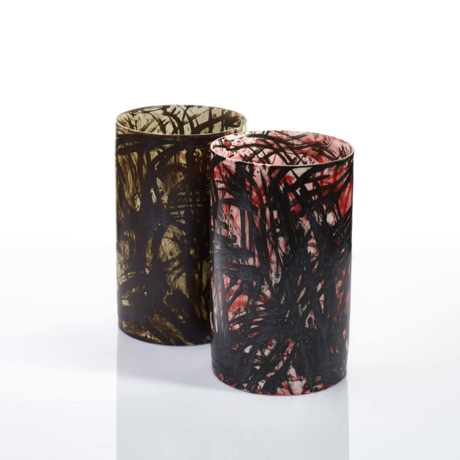 Felicity Aylieff, Black & White Scribble Vase with Red, 2016