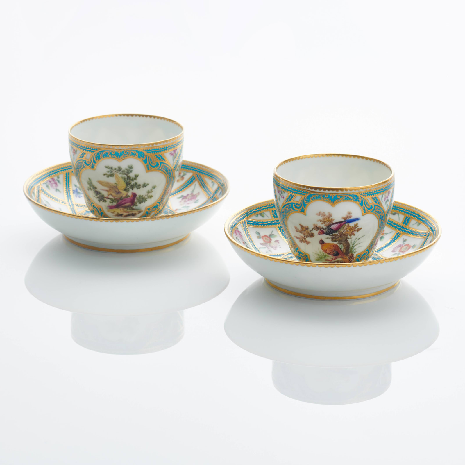 Sèvres Porcelain, A Pair of Soft-Paste Sèvres Porcelain Cups and Saucers, circa 1758-60