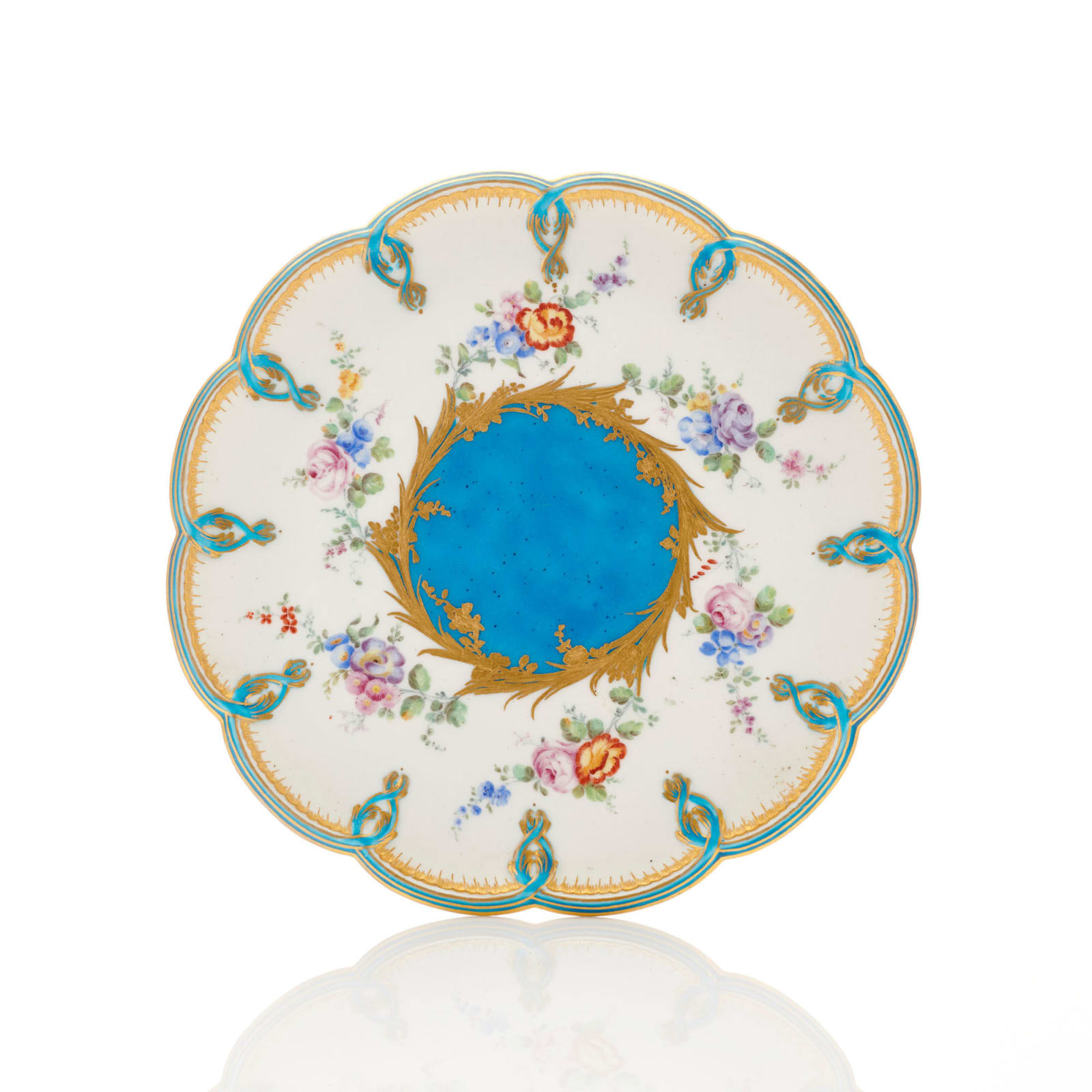 Sèvres Porcelain, A Royal French 18th Century Vincennes Soft-Paste Porcelain Footed Tray from Versailles, circa 1755