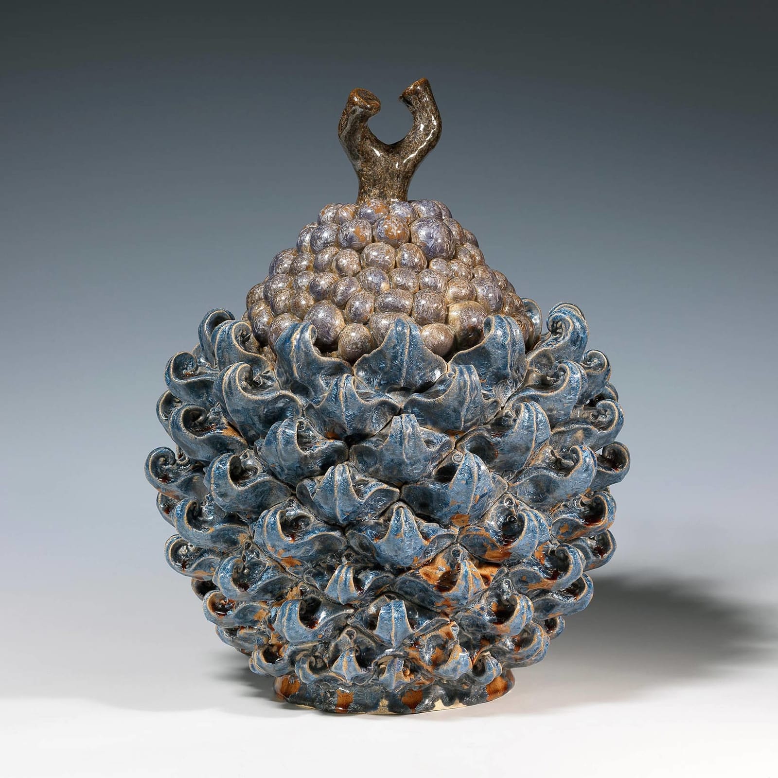 Kate Malone, A Curly Blue Berry Lidded Pot, 2009
