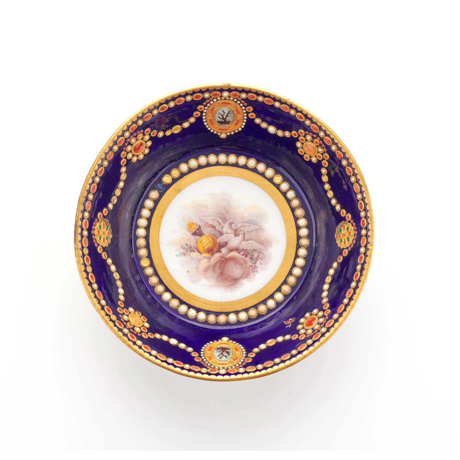 Sèvres Porcelain, A French 18th Century Soft-Paste Sèvres Porcelain ‘Jewelled’ Cup and Saucer, 1781