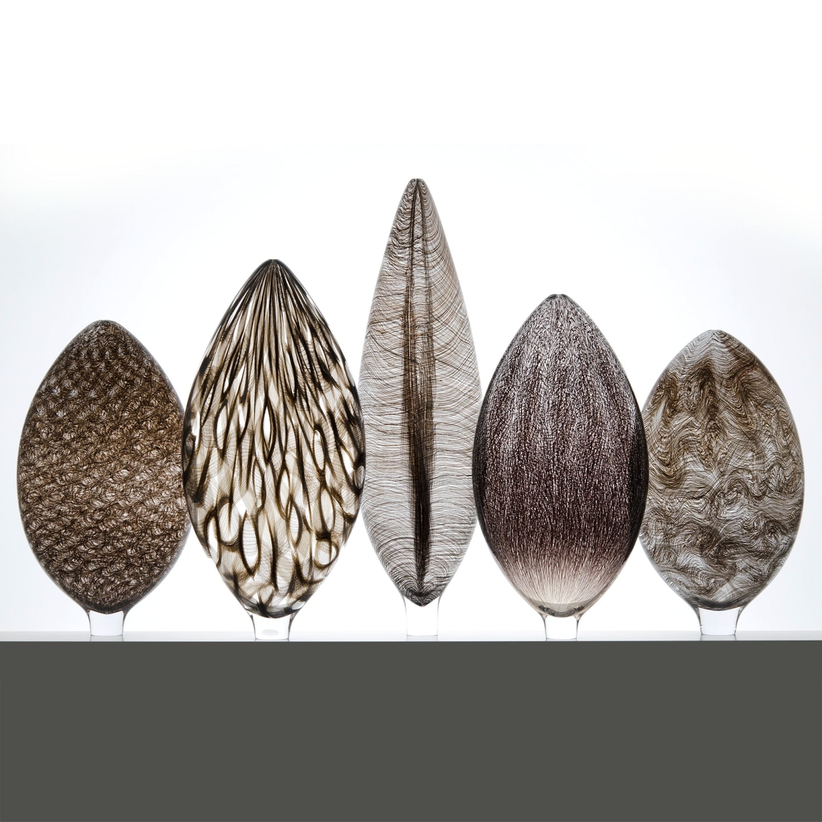 Tobias Møhl, Collection of Five Black Twill Vessels, 2017