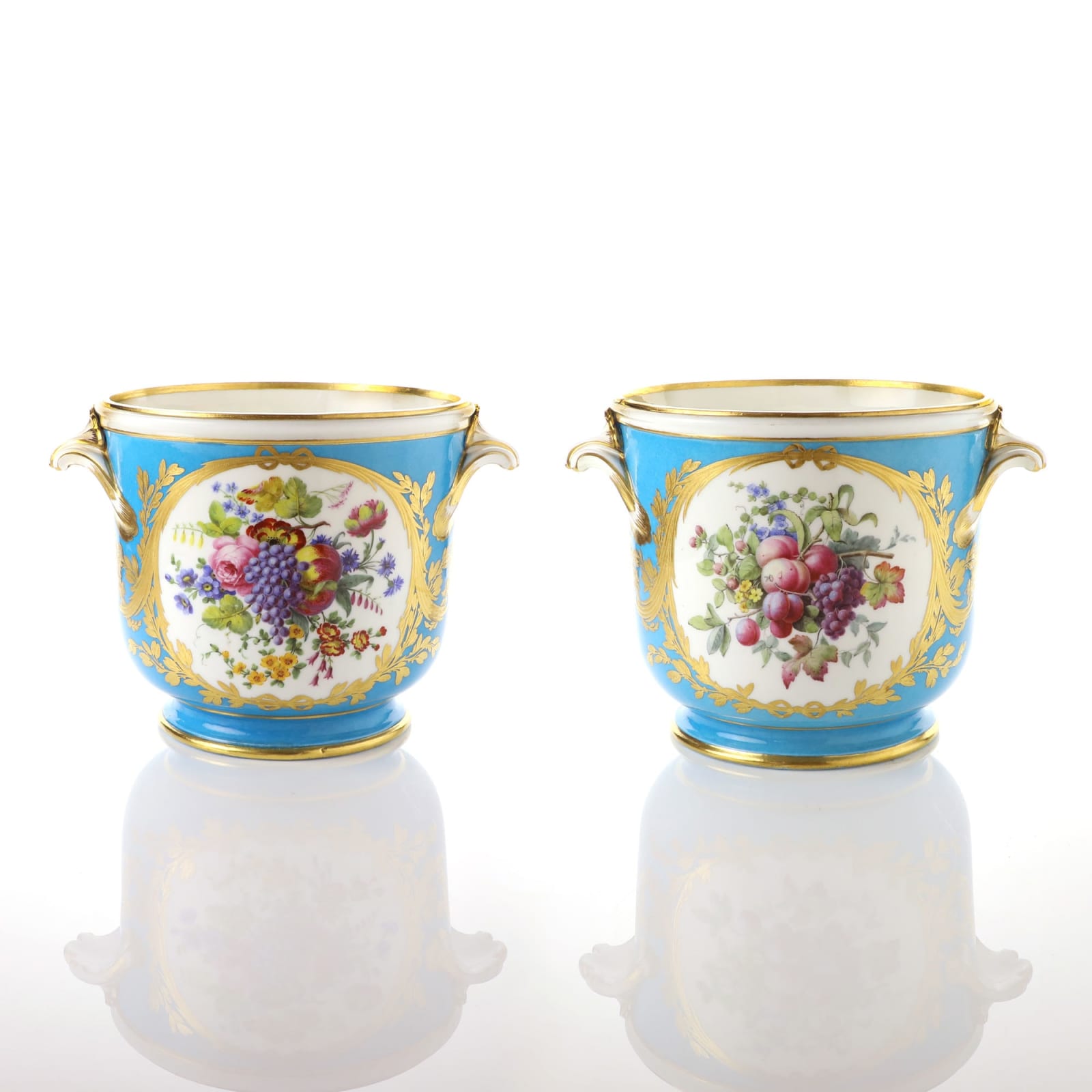 Sèvres Porcelain, A Pair of Soft-Paste Sèvres Porcelain Wine Decanter Coolers, perhaps from the Duchess of Manchester's Service, 1776-83