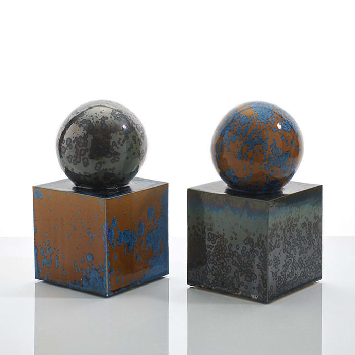 Kate Malone, A Pair of Spheres and Cubes, 2020
