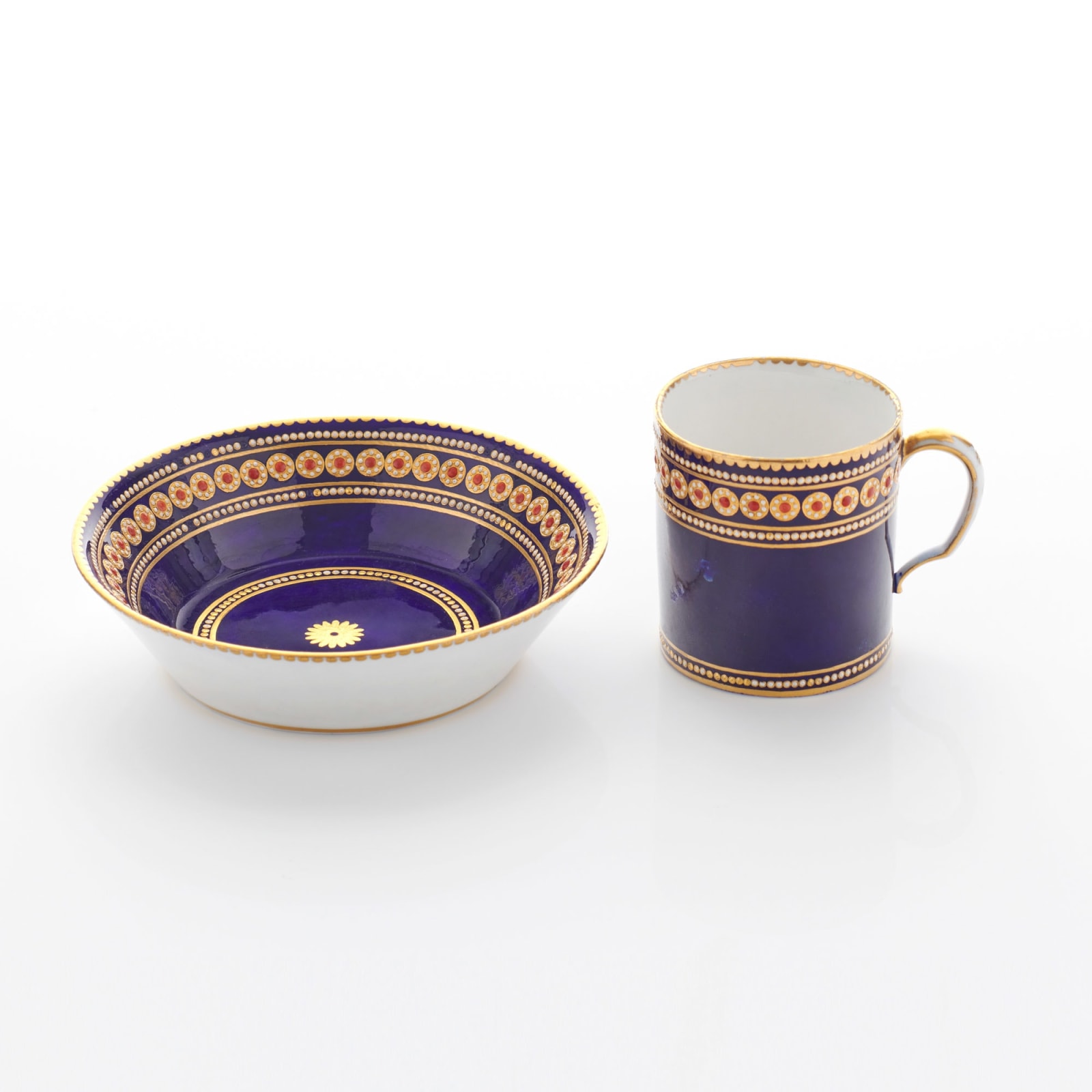 Sèvres Porcelain, A French 18th Century Soft-Paste Sèvres Porcelain ‘Jewelled’ Cup and Saucer, 1780-82