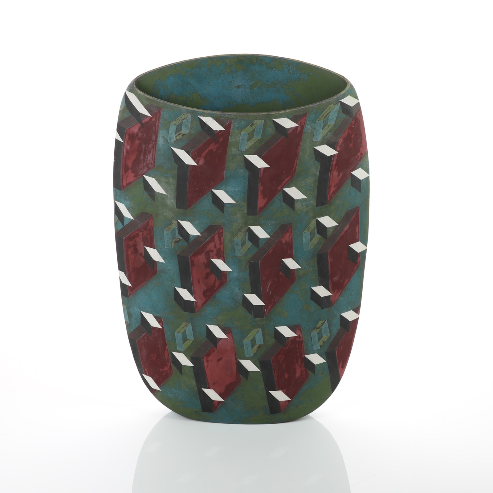 Elizabeth Fritsch, Counterpoint Vase, Red Flying Cubes, circa 2008