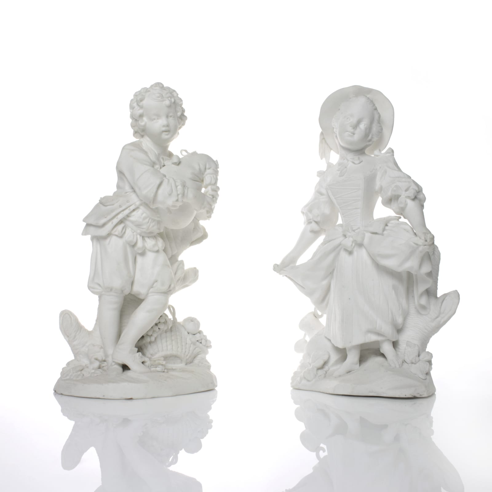 Sèvres Porcelain, A Pair of Soft-Paste Vincennes Biscuit Porcelain Figures, circa 1753-77