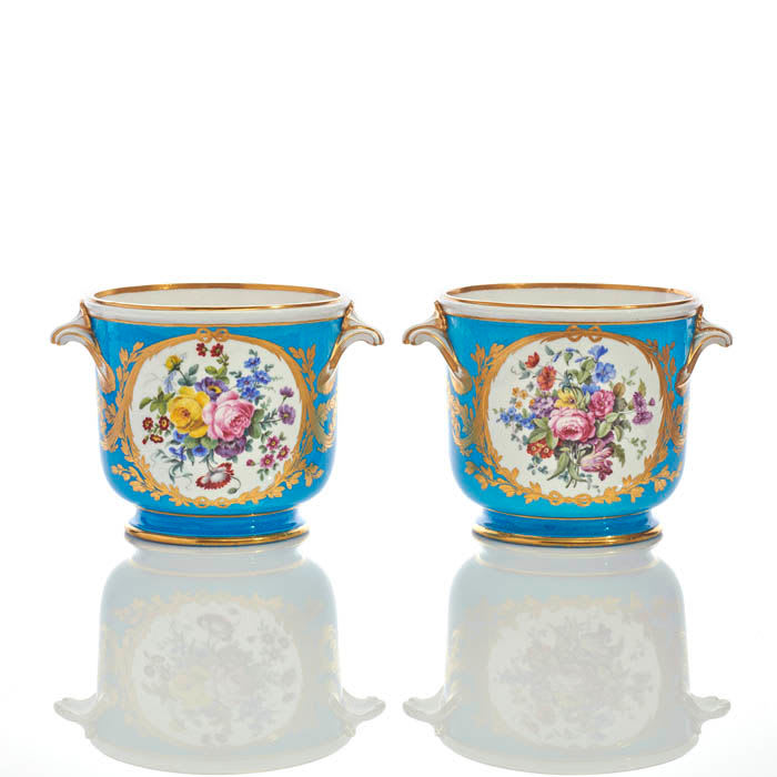 Sèvres Porcelain, A Pair of Soft-Paste Sèvres Porcelain Wine Decanter Coolers, perhaps from the Duchess of Manchester's Service, 1776-83