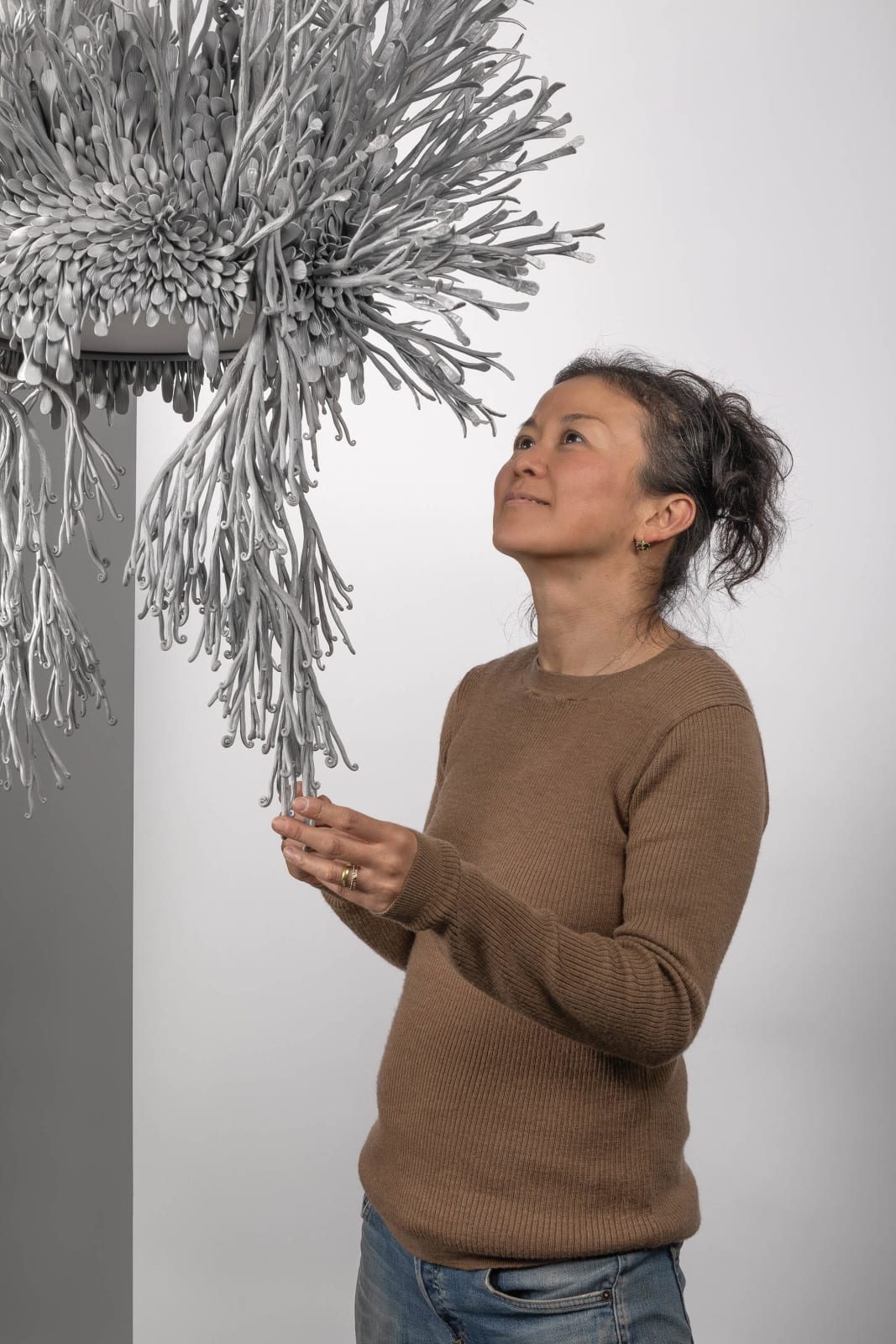 Junko Mori, Floating Chandelier; Spirea, 2024