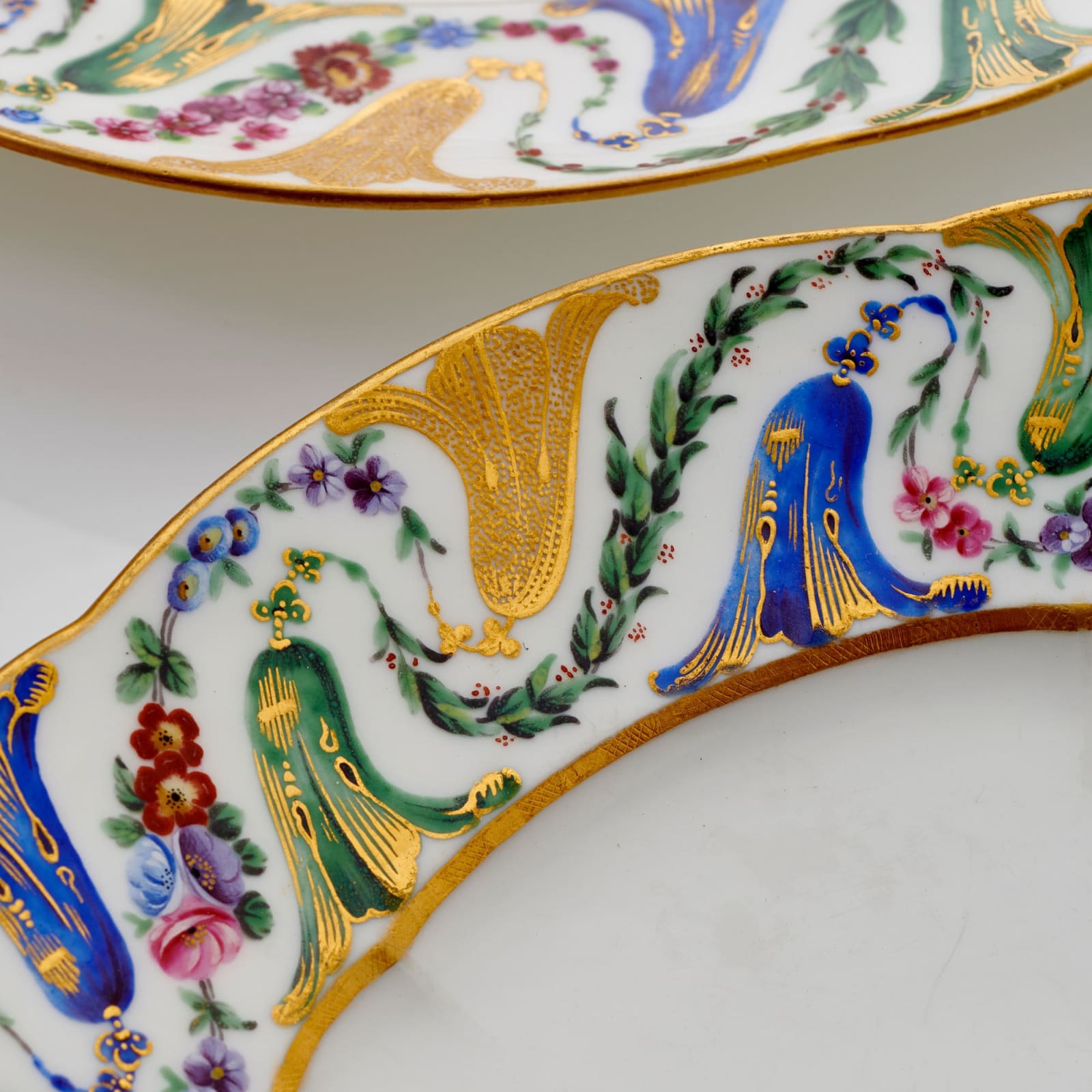 Sèvres Porcelain, Fourteen French 18th Century Soft-Paste Sèvres Plates from an Ambassadorial Service, 1766