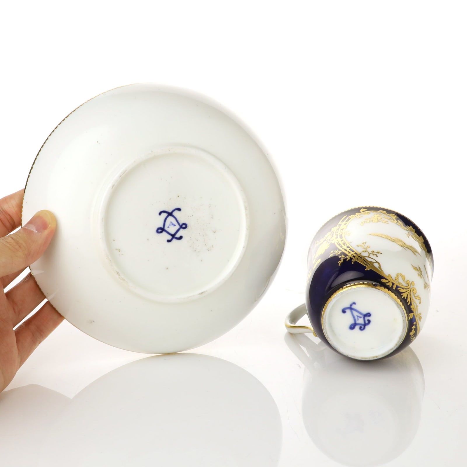 Sèvres Porcelain, A Soft-Paste Vincennes Porcelain Cup and Saucer, 1754