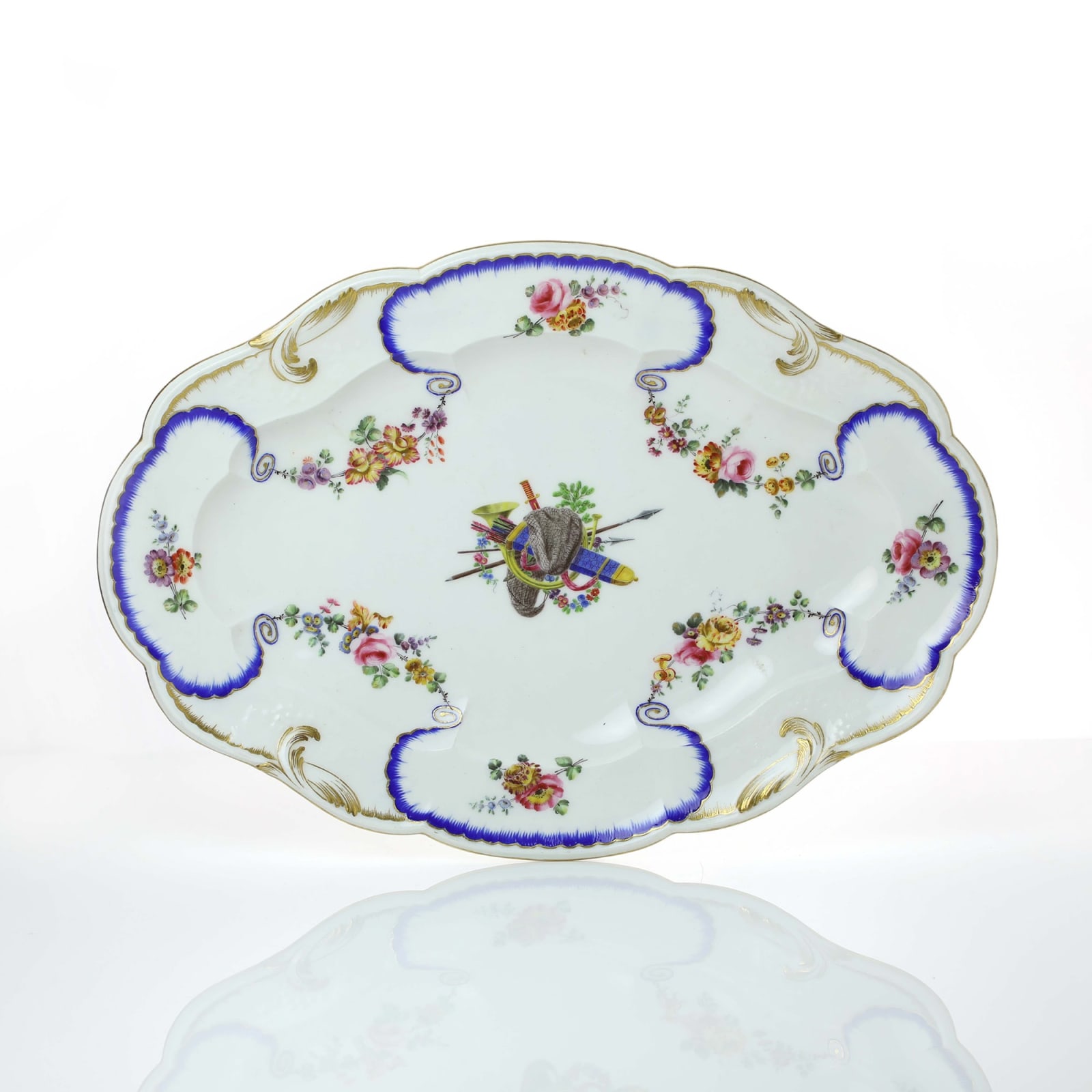 Sèvres Porcelain, A Pair of Soft-Paste Sèvres Porcelain Oval Dishes from the Beaujon Service, 1765