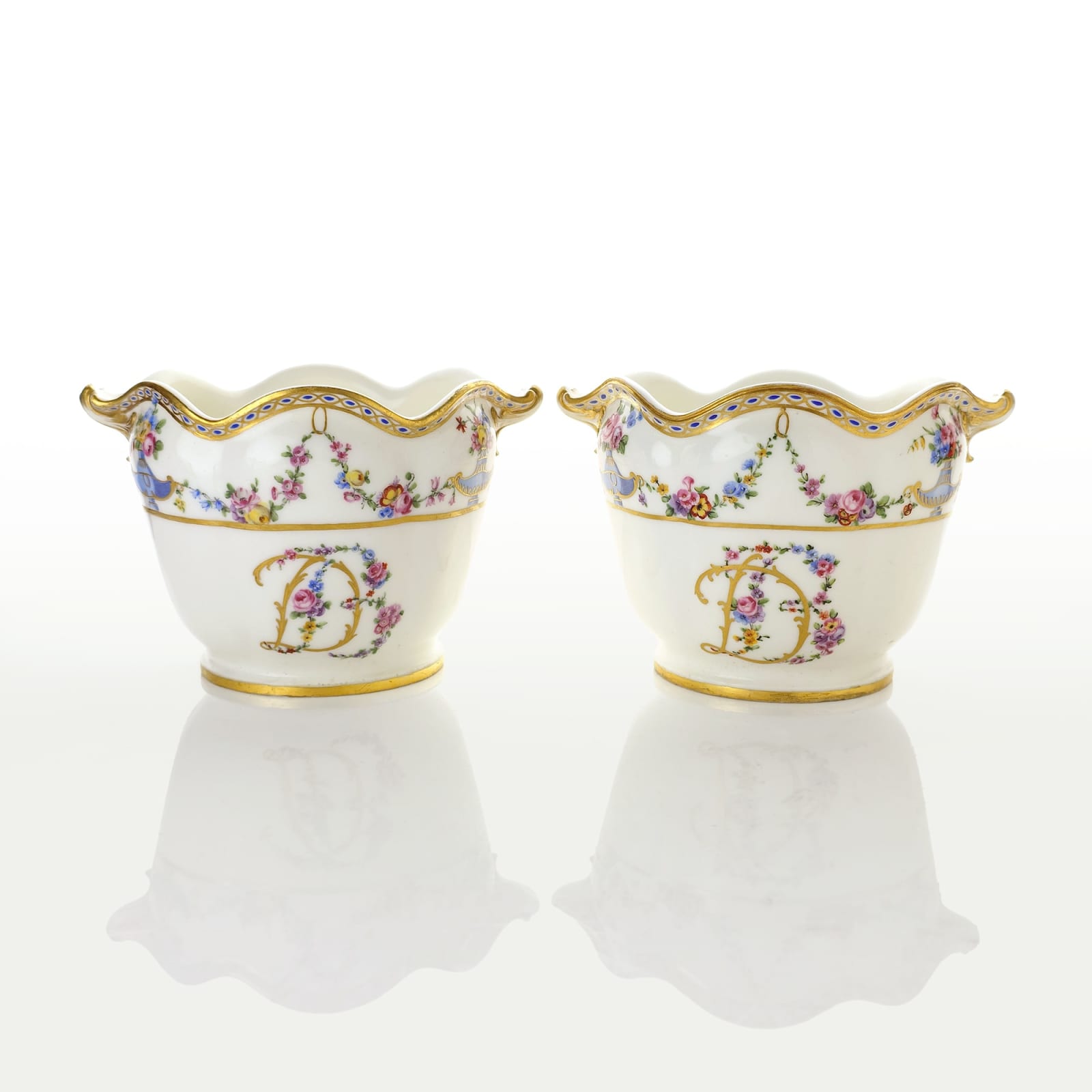 Sèvres Porcelain, A Pair of Soft-Paste Sèvres Porcelain Wine Glass Coolers made for Madame du Barry, 1771