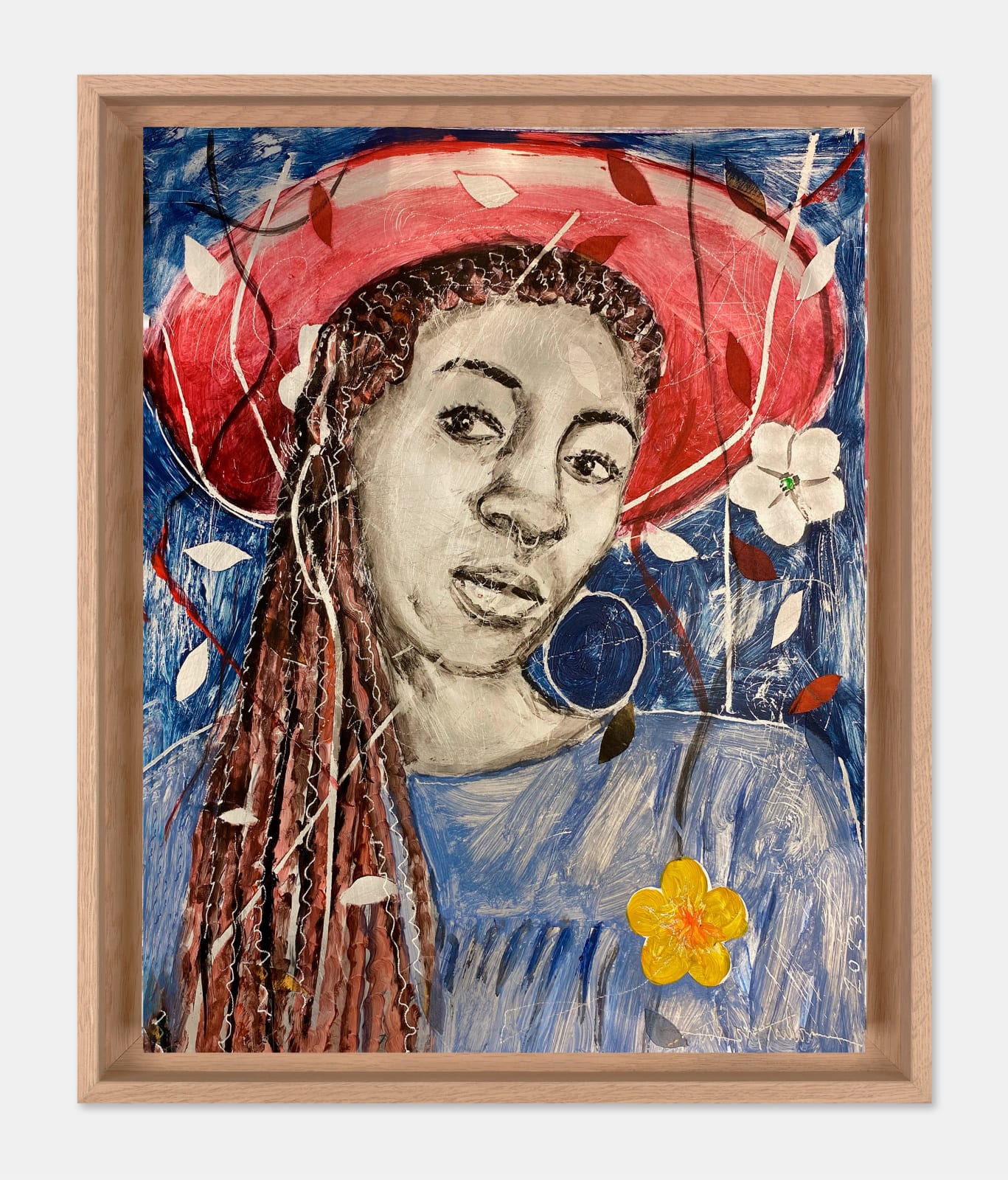 Salifou Lindou painting. Cameroonian Artist. Contemporary African art in Paris. AFIKARIS Gallery Paris. Mixed media on canvas. Figurative portraits. Duality of human beings. Observation of society. Cercle Kapsiki.