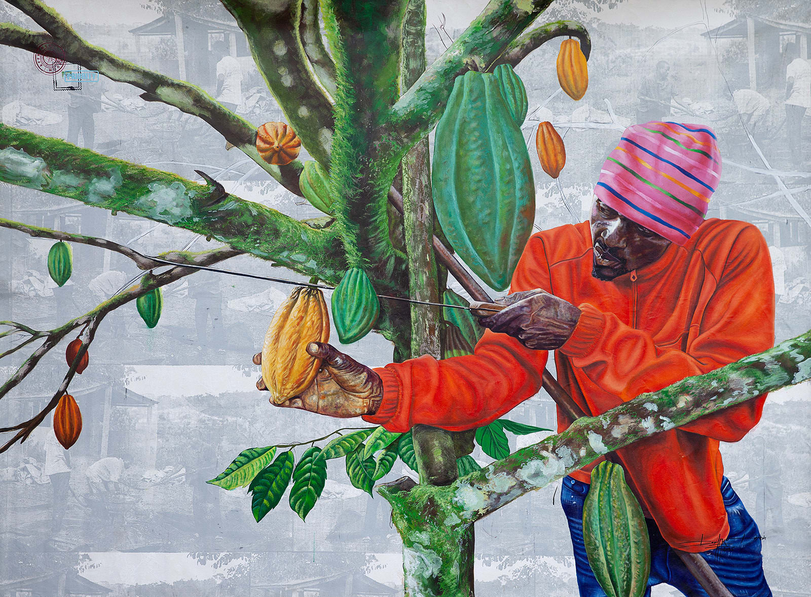 Work on canvas by Cameroonian artist Jean David Nkot. AFIKARIS Gallery.