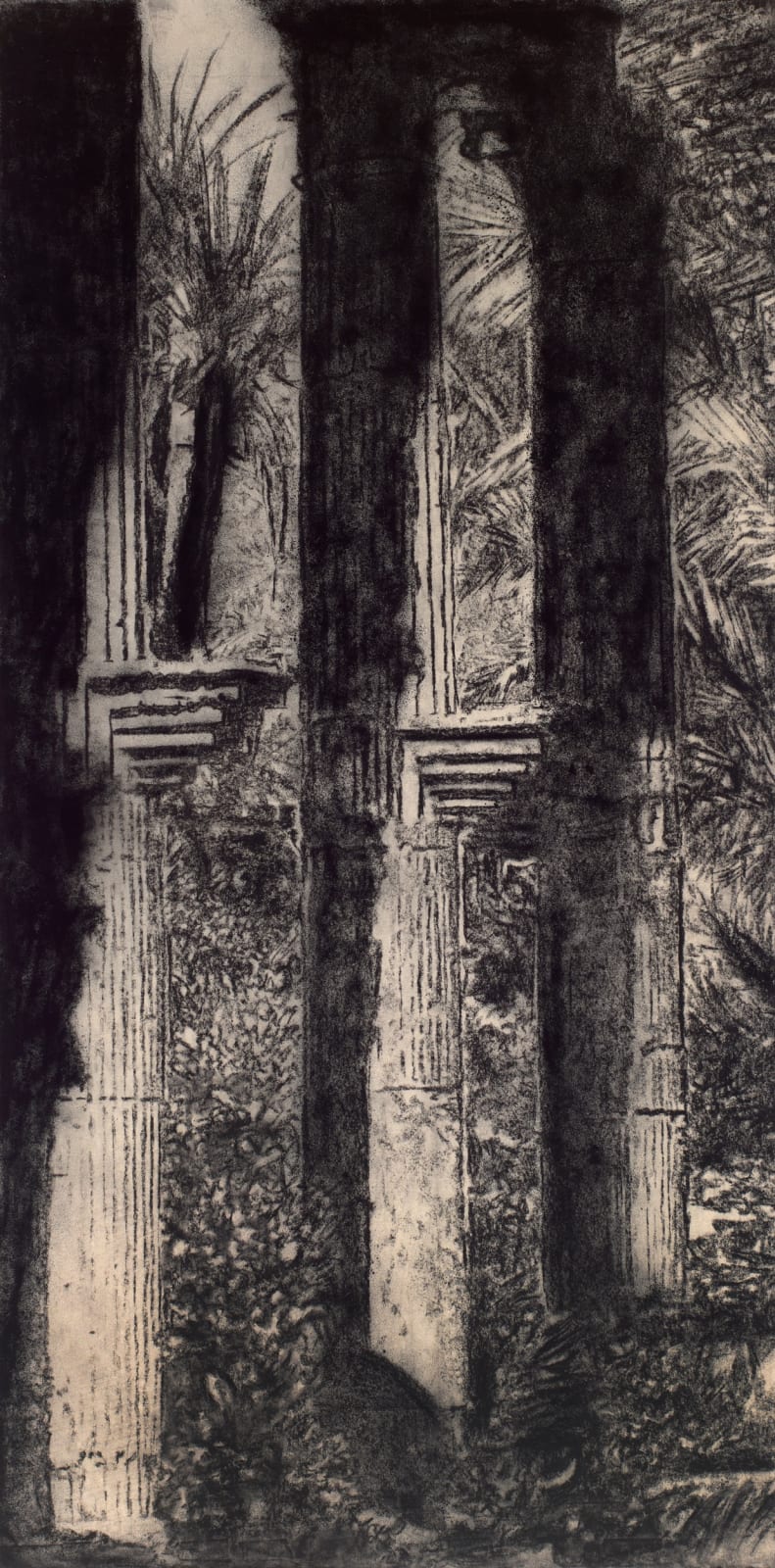 Nasreddine Bennacer. Algerian Artist. Contemporary African Art in Paris. AFIKARIS. Gouache on Japanese paper. Black and White. Between abstraction and figuration. Hybridity of techniques. Quest for identity. Art contemporain africain. Work balances abstraction and figuration, blending hybrid techniques in a quest for identity.