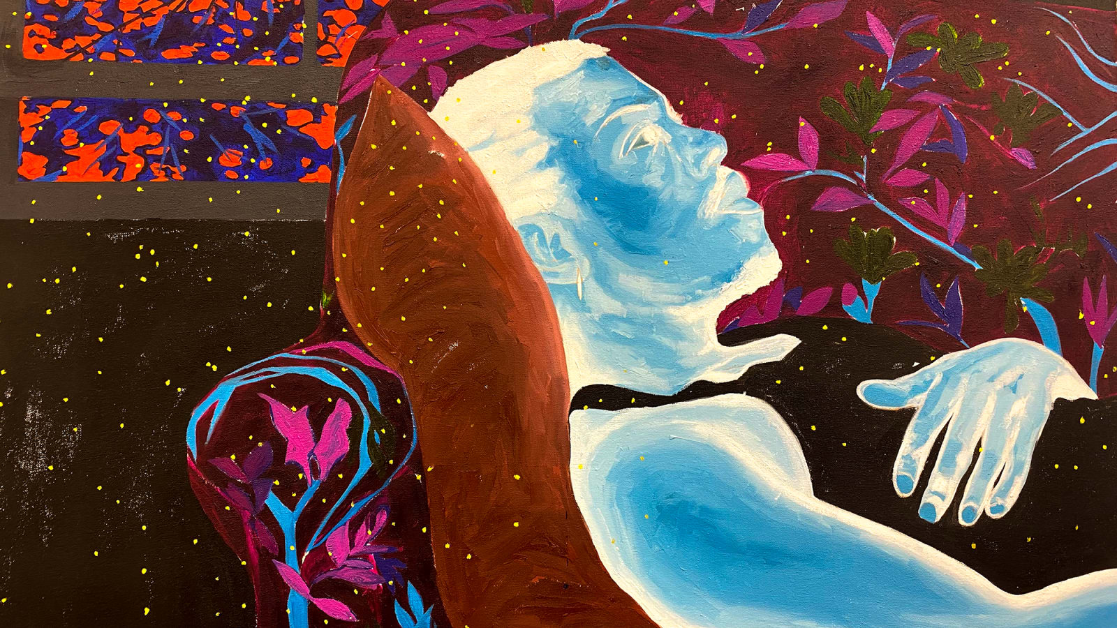 Boluwatife Oyediran. Painter. Contemporary African art. Contemporary figurative painting. Black identity. Black figures portraits. Nigerian artist. Negative process. Oil and Acrylic on canvas.