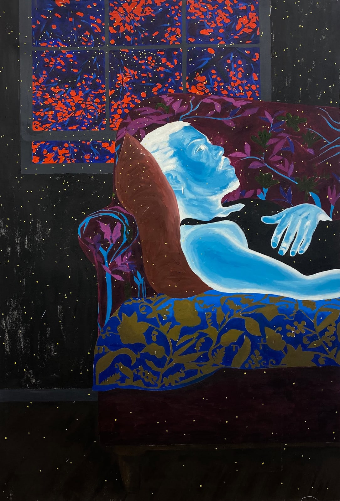 Boluwatife Oyediran. Painter. Contemporary African art. Contemporary figurative painting. Black identity. Black figures portraits. Nigerian artist. Negative process. Oil and Acrylic on canvas.