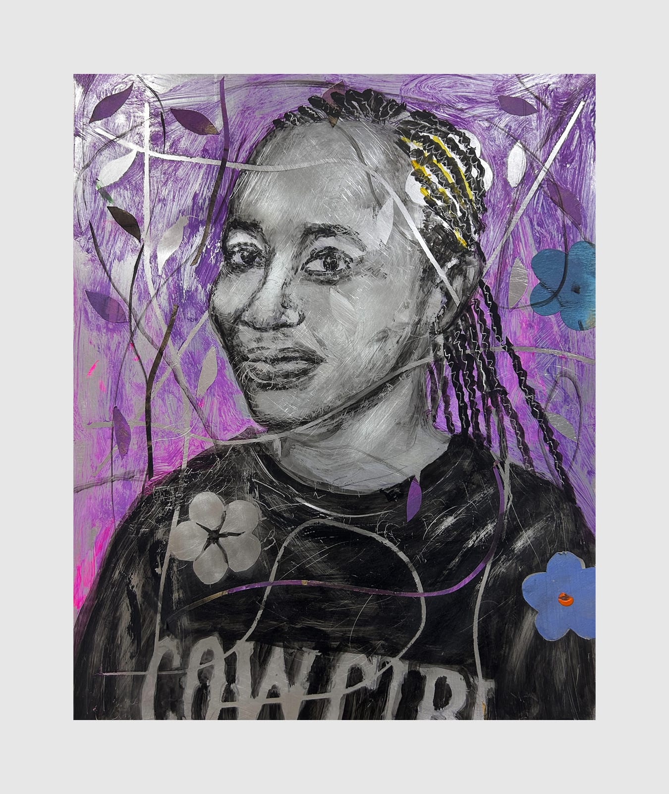 Salifou Lindou painting. Cameroonian Artist. Contemporary African art in Paris. AFIKARIS Gallery Paris. Mixed media on canvas. Figurative portraits. Duality of human beings. Observation of society. Cercle Kapsiki.