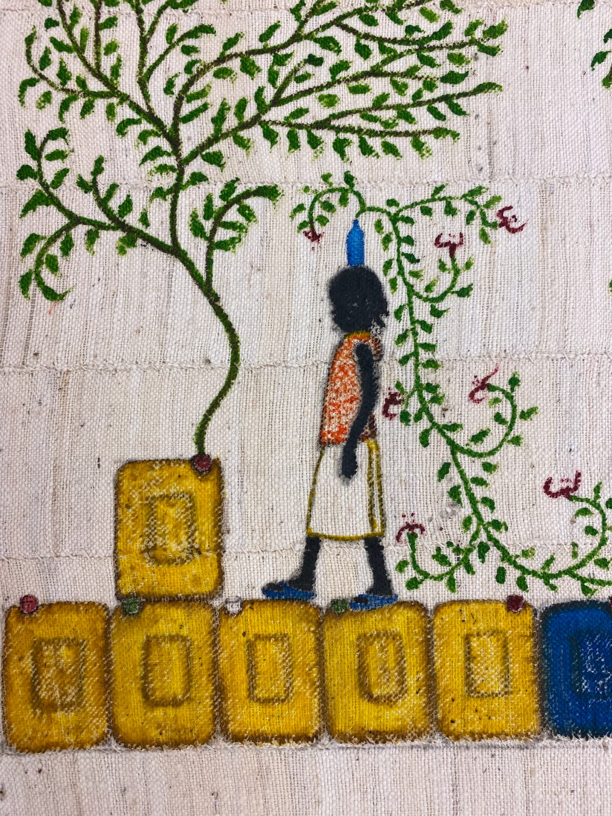 Saidou Dicko painting. Burkinabè Artist. Contemporary African Art in Paris. AFIKARIS Gallery. Self-taught artist. Echoes to Peulh tradition. Figurative and poetic.