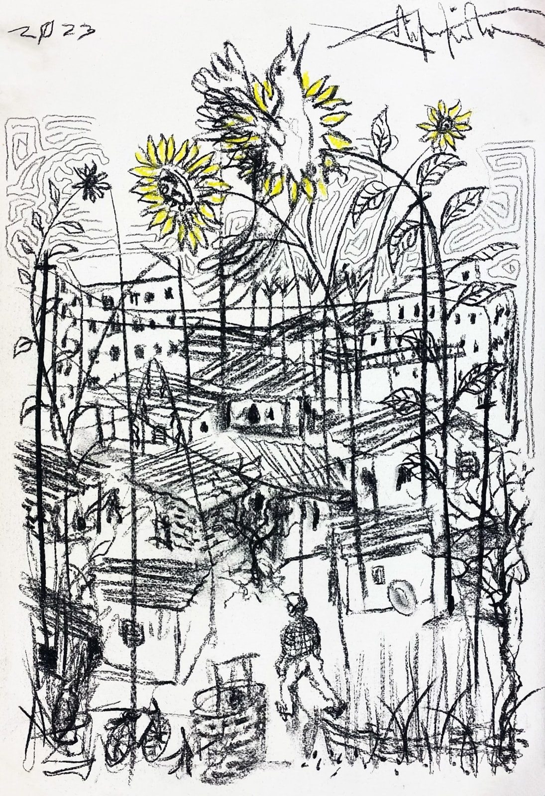 Salifou Lindou painting. Cameroonian Artist. Contemporary African art in Paris. AFIKARIS Gallery Paris. Mixed media on canvas. Figurative portraits. Duality of human beings. Observation of society. Cercle Kapsiki.