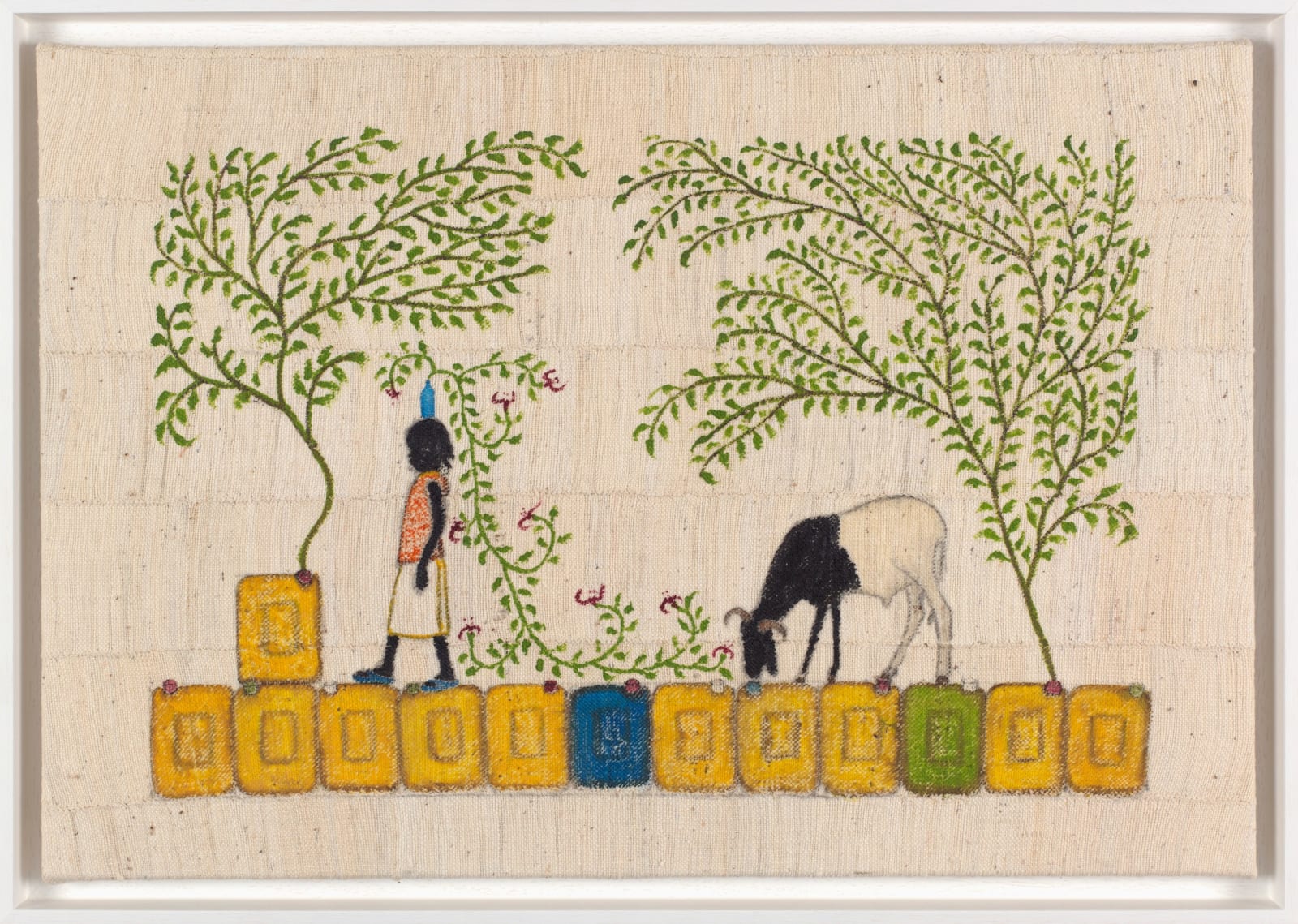 Saidou Dicko painting. Burkinabè Artist. Contemporary African Art in Paris. AFIKARIS Gallery. Self-taught artist. Echoes to Peulh tradition. Figurative and poetic.