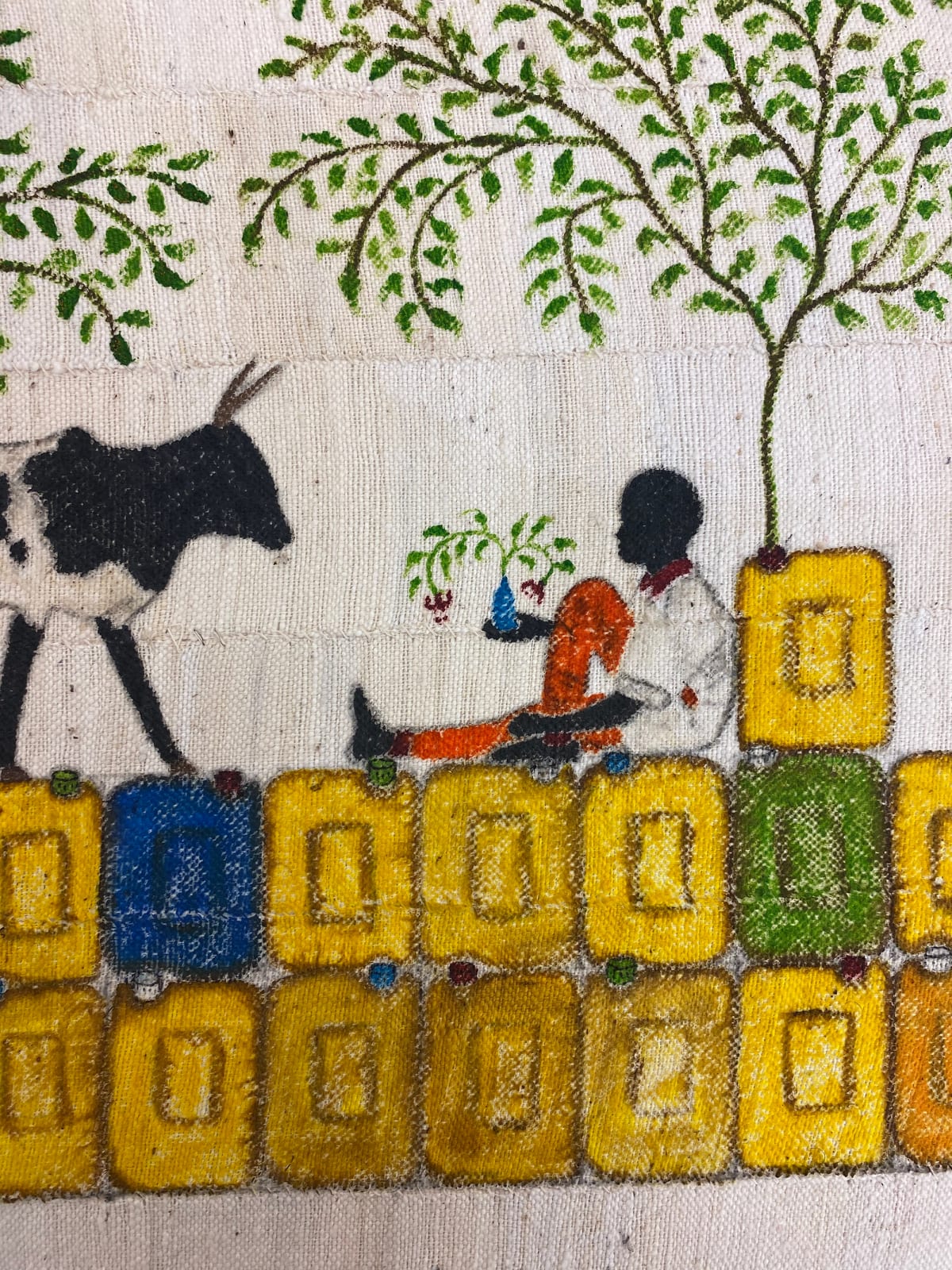 Saidou Dicko painting. Burkinabè Artist. Contemporary African Art in Paris. AFIKARIS Gallery. Self-taught artist. Echoes to Peulh tradition. Figurative and poetic.