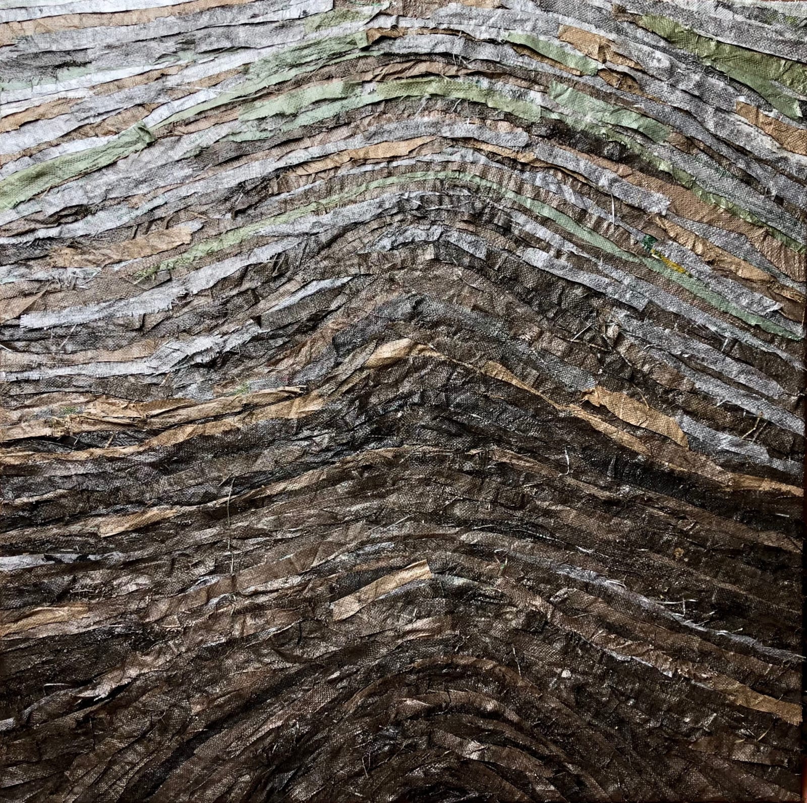 Mouhcine Rahaoui painting. Moroccan Artist. Contemporary African art in Paris. AFIKARIS PARIS. Mixed media (charcoal, wax, glue, plastic, wax, resin) on canvas. Installations. Ready-made. 1-54 London. Art genève 2025