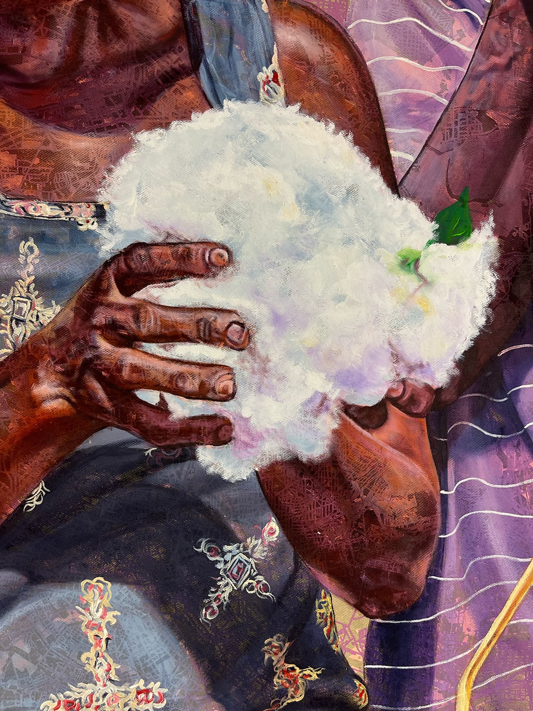 Jean David Nkot painting. Cameroonian Artist. Contemporary African art in Paris. AFIKARIS PARIS. Environmental issues. Bold colors. Colorful painting. 1-54 Marrakech. Figurative.