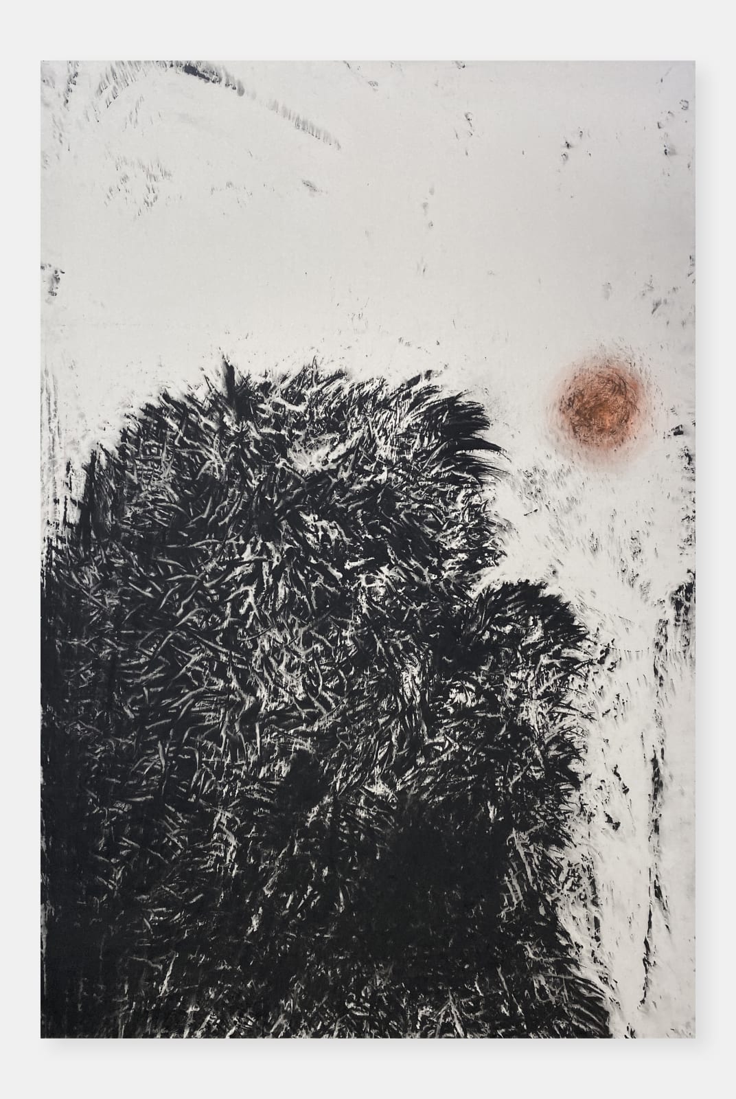 Nasreddine Bennacer. Algerian Artist. Contemporary African Art in Paris. AFIKARIS. Gouache on Japanese paper. Black and White. Between abstraction and figuration. Hybridity of techniques. Quest for identity. Art contemporain africain. Work balances abstraction and figuration, blending hybrid techniques in a quest for identity.