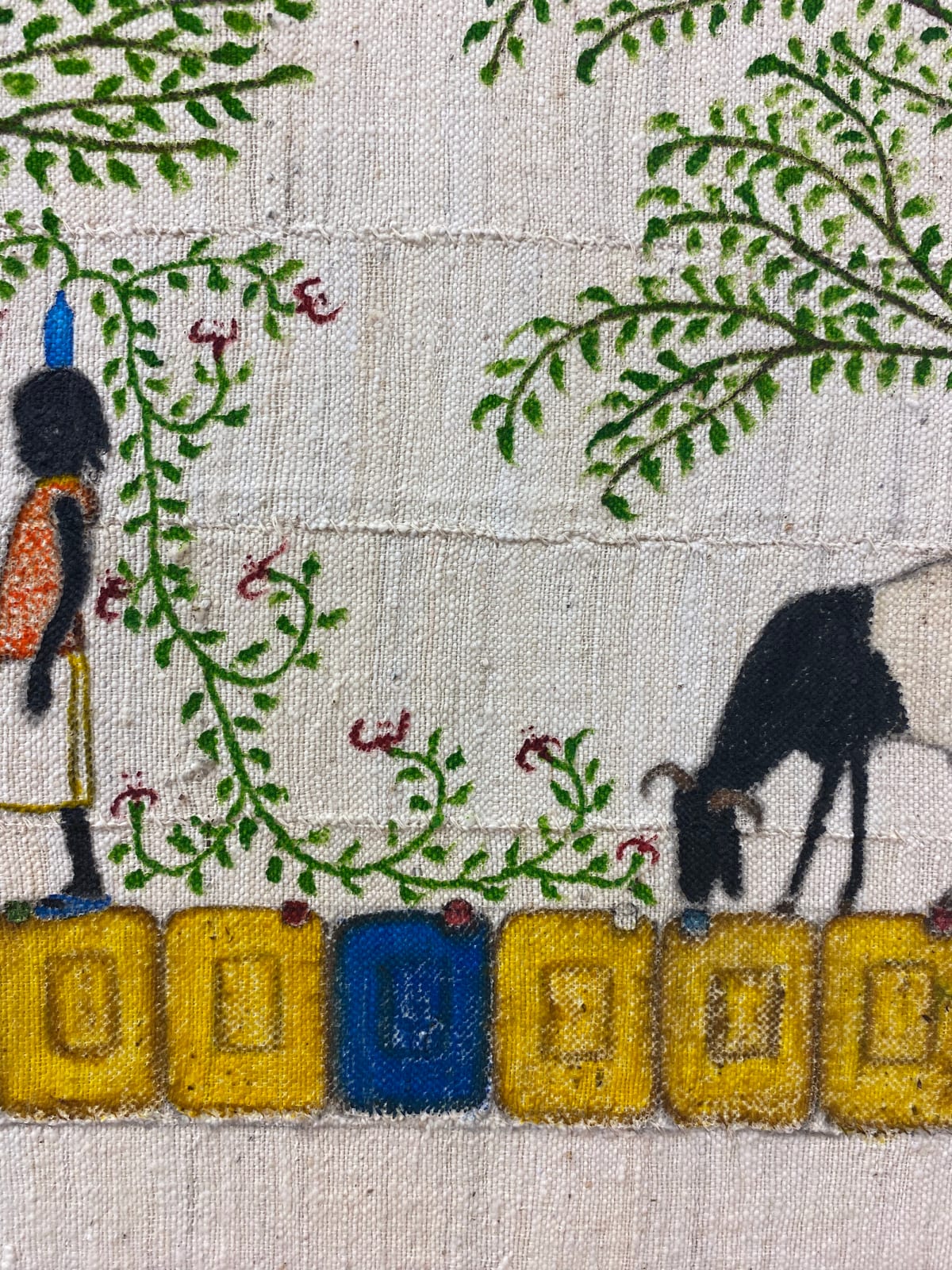 Saidou Dicko painting. Burkinabè Artist. Contemporary African Art in Paris. AFIKARIS Gallery. Self-taught artist. Echoes to Peulh tradition. Figurative and poetic.