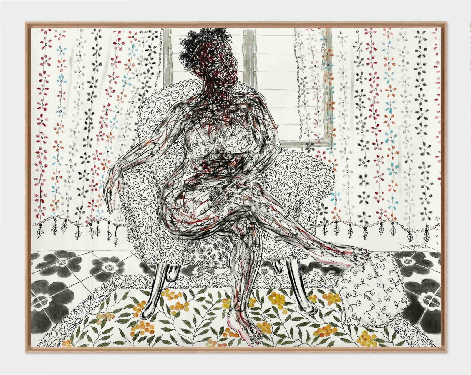 alifou Lindou painting. Cameroonian Artist. Contemporary African art in Paris. AFIKARIS Gallery Paris. Mixed media (acrylic, clay, pastel, collage) on canvas. Figurative portraits. Duality of human beings. Observation of society. Cercle Kapsiki.