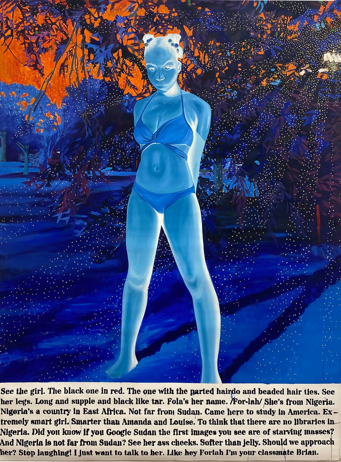 Boluwatife Oyediran. Painter. Contemporary African art. Contemporary figurative painting. Black identity. Black figures portraits. Nigerian artist. Negative process. Oil and Acrylic on canvas.