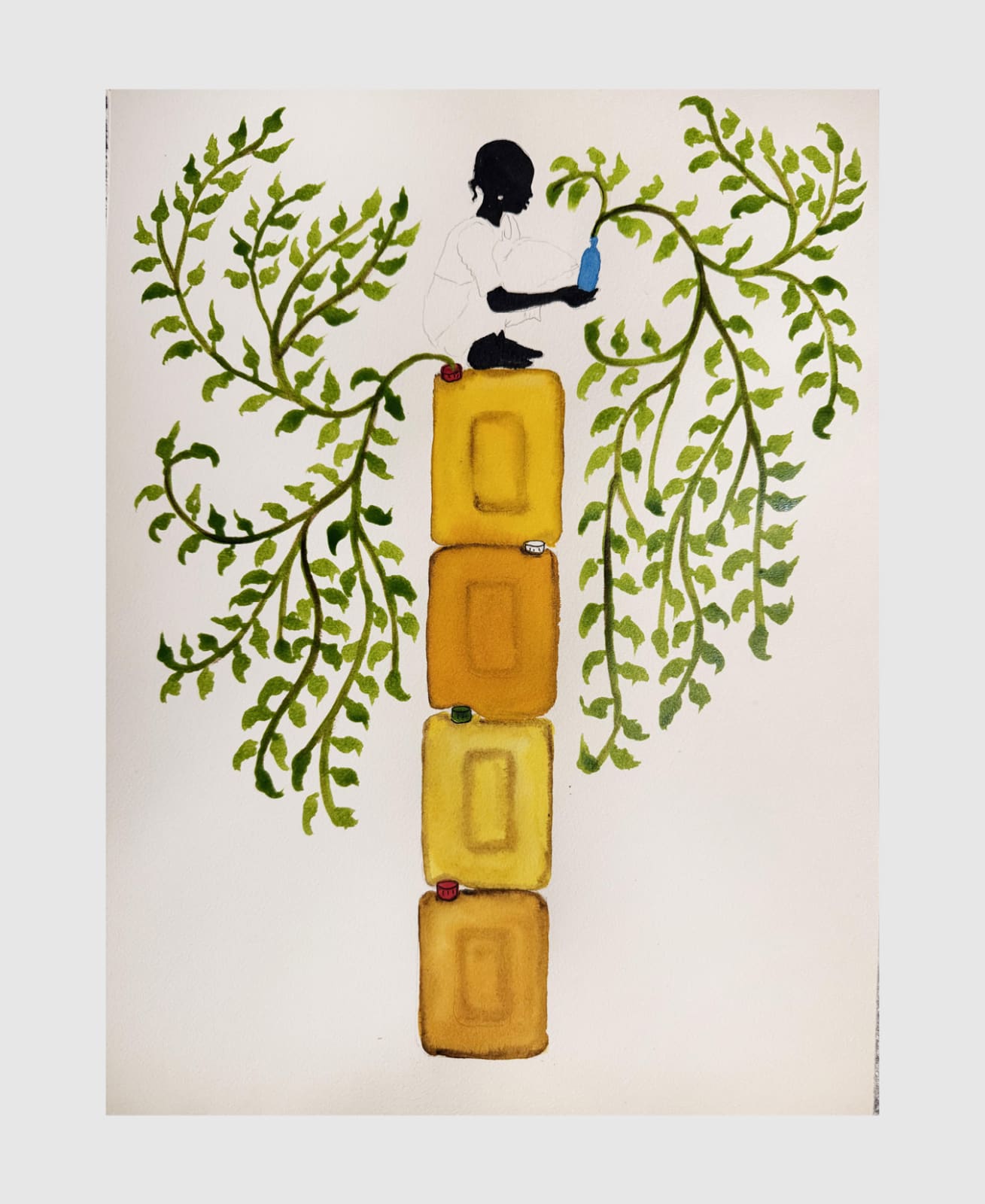 Saïdou Dicko - The waterfall, 2025 - Watercolor painting on paper - Art Geneve