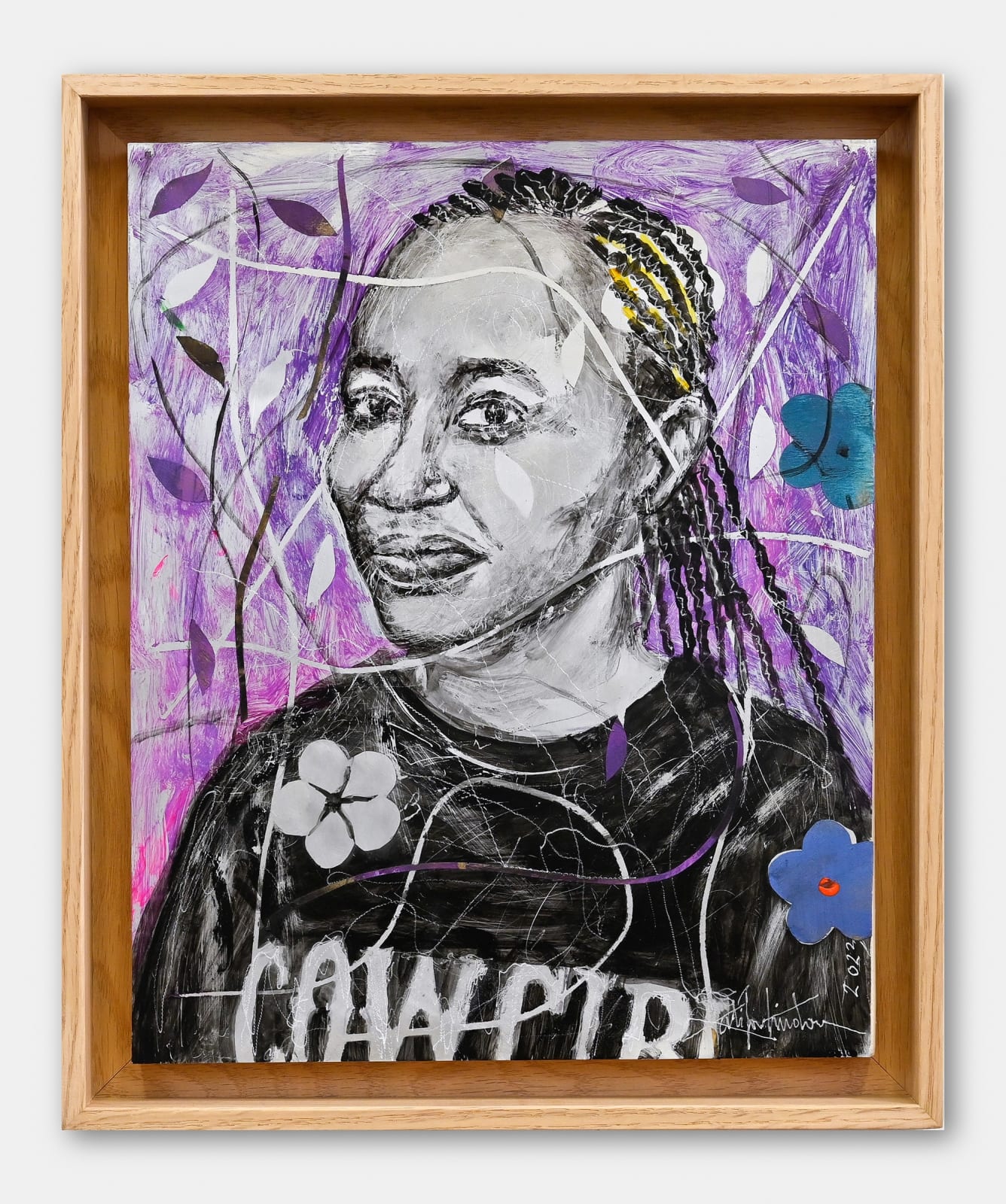 Salifou Lindou painting. Cameroonian Artist. Contemporary African art in Paris. AFIKARIS Gallery Paris. Mixed media on canvas. Figurative portraits. Duality of human beings. Observation of society. Cercle Kapsiki.