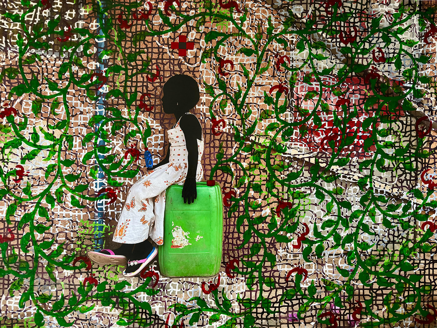 Saidou Dicko photograph. Burkinabè Artist. Contemporary African Art in Paris. AFIKARIS Gallery. Self-taught artist. Painted photography. Echoes to Peulh tradition. Figurative and poetic photography. Contemporary African art. Art Contemporain Africain