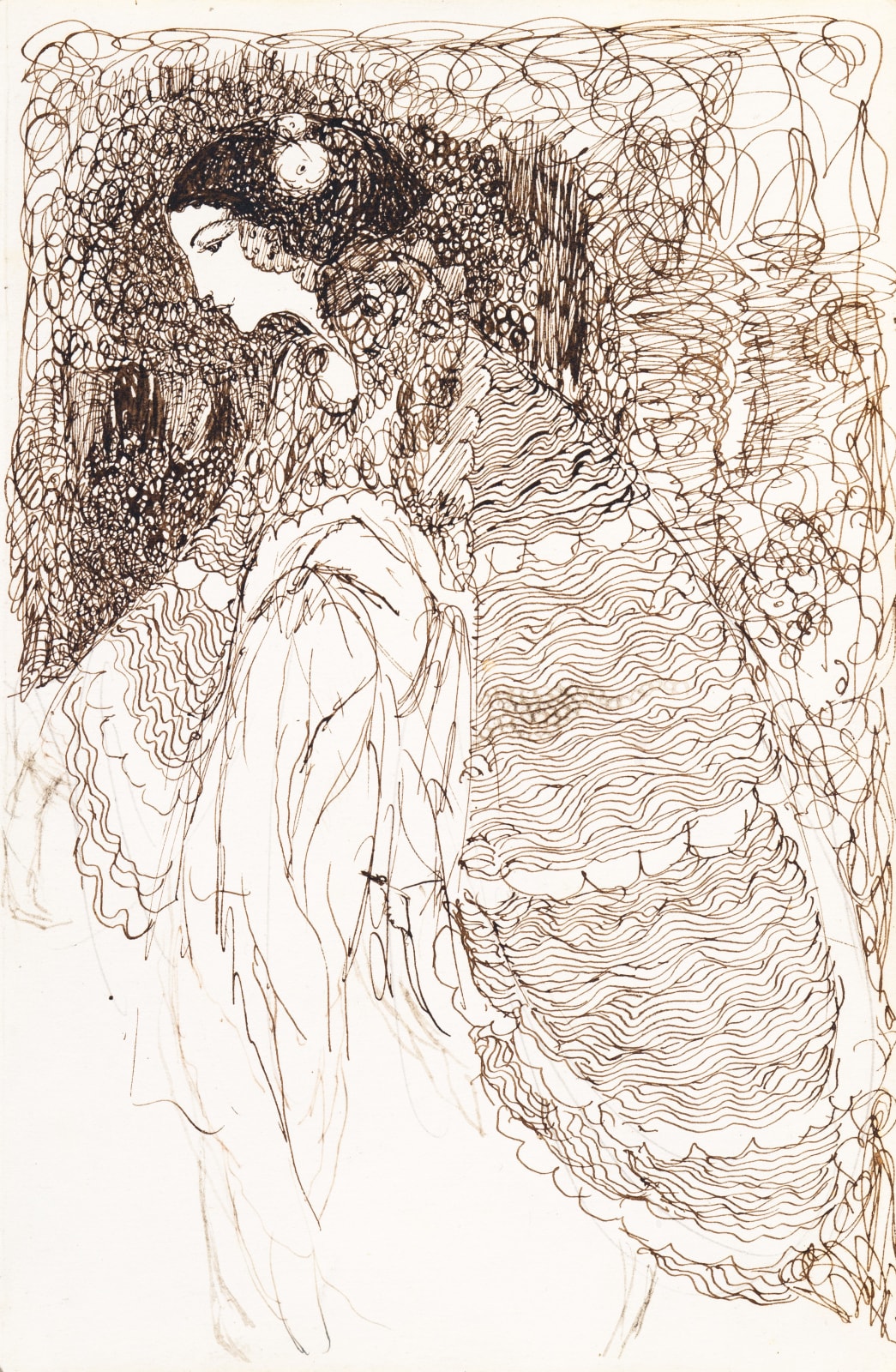 Annie French, A Lady wearing a cloak looking down