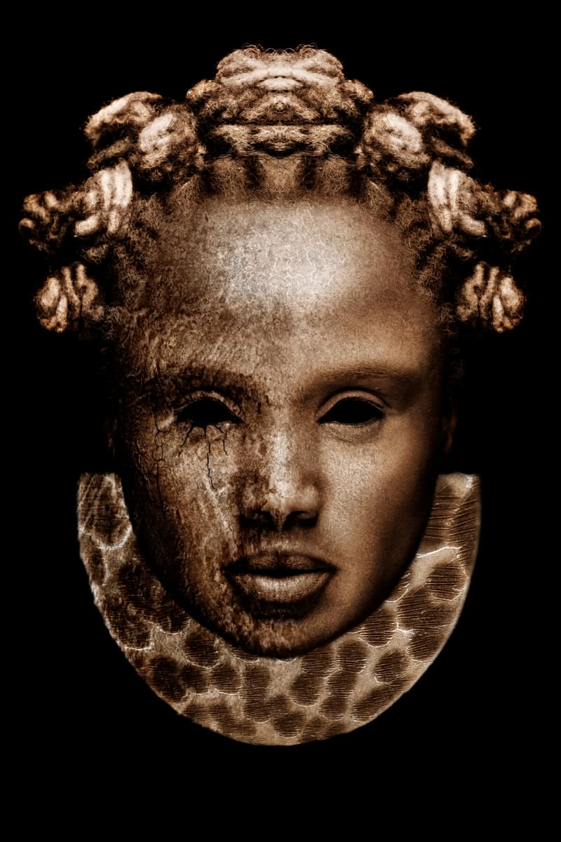 Teddy Mitchener, Queen Idia mask (series Disappearing Africa), 2018