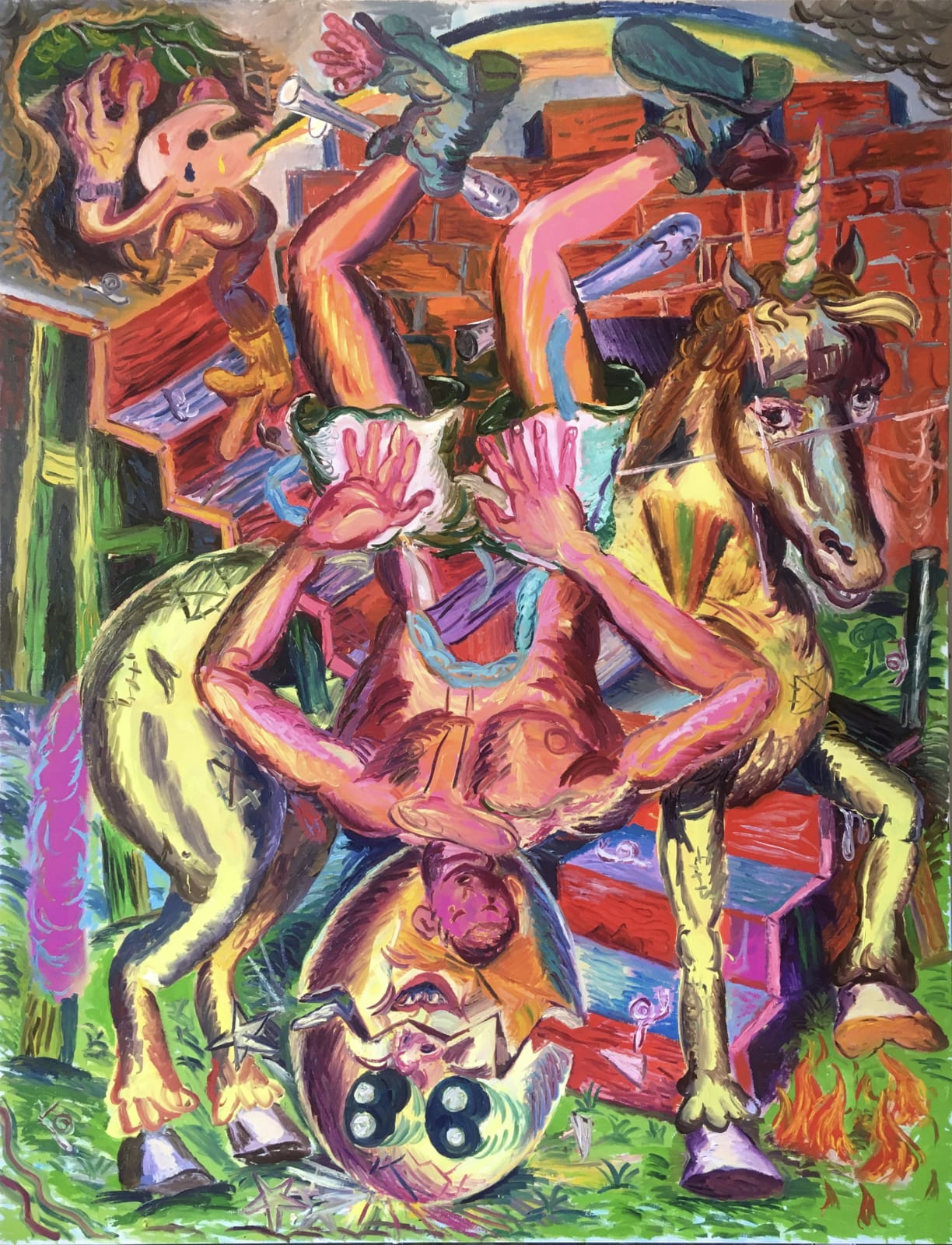 Jaime Valtierra, Triptych: 'The Unicorn And The Egg', 2020