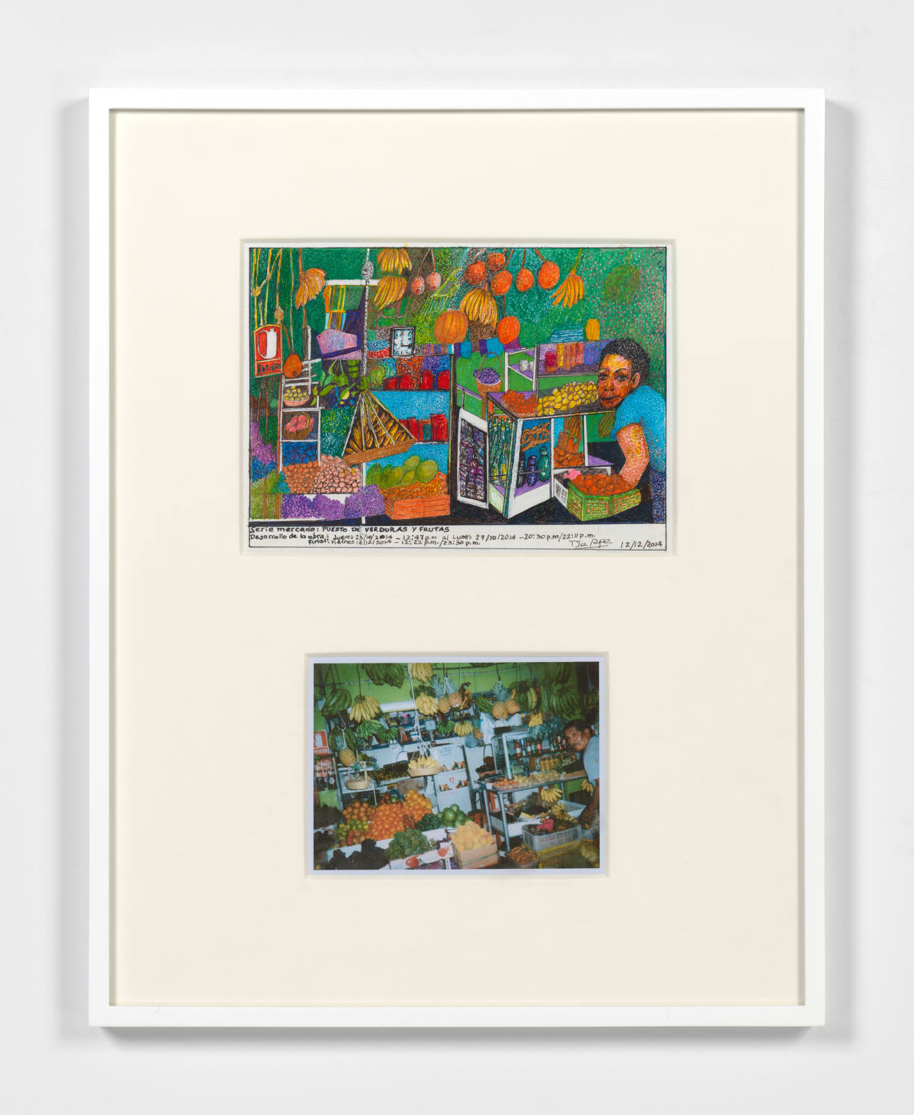 Teresa Burga, Puestos de Mercado: puesto de verduras y fritas Desarrollo de la obra: Jueves 23/10/2014_12:47 p.m. al Lunes 27/10/2014_20:30 p.m./22:11 p.m. Final: Viernes 12/12/2014_12:22 p.m./23:30 p.m., 2014