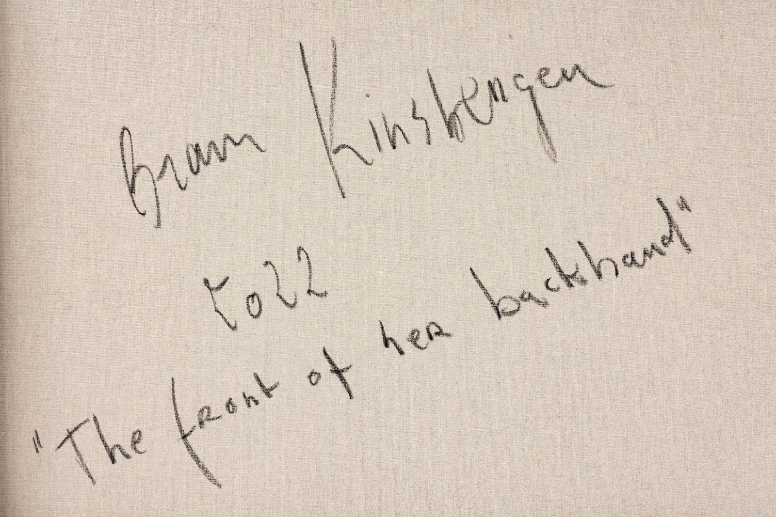 Bram Kinsbergen, The front of her backhand, 2022