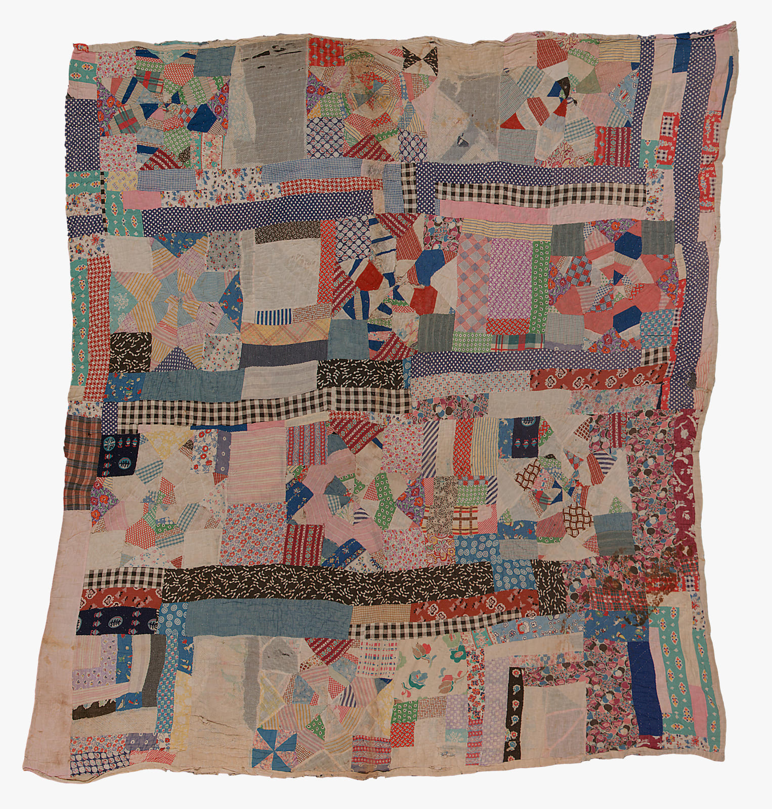 Rachel Carey George, 'Stars' variation alternating with 'Housetop' blocks, 1940s