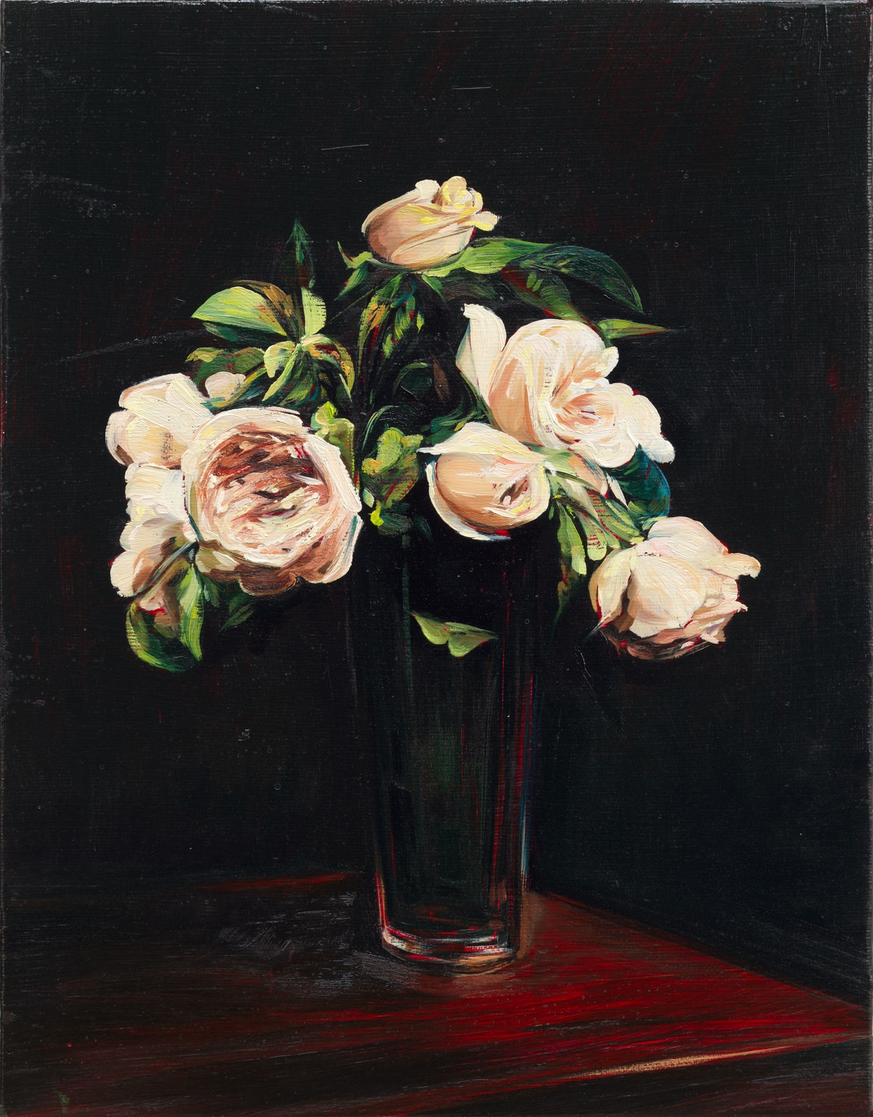 Sam McKinniss, Blush Roses in a Glass (after Fantin-Latour), 2020