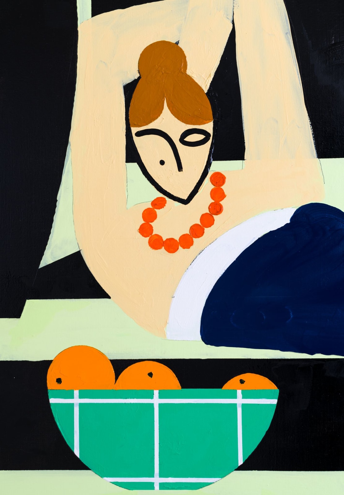 Farah Atassi, Resting Dancer in Black Interior, 2021