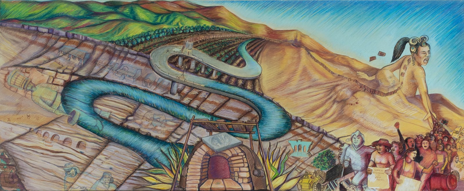 Judy Baca, Final Coloration for La Memoria de Nuestra Tierra (USC), 1996