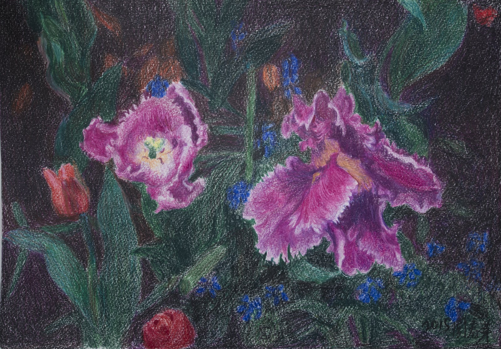 Zhou Chunya 周春芽, 紫鬱金香 Purple Tulip, 2015