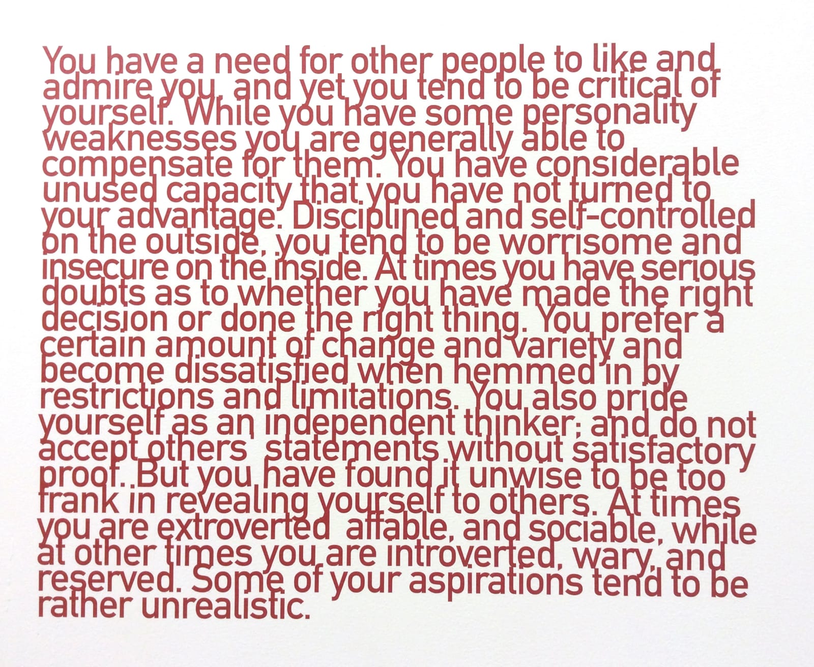 Heman Chong, The Forer Effect, 2008