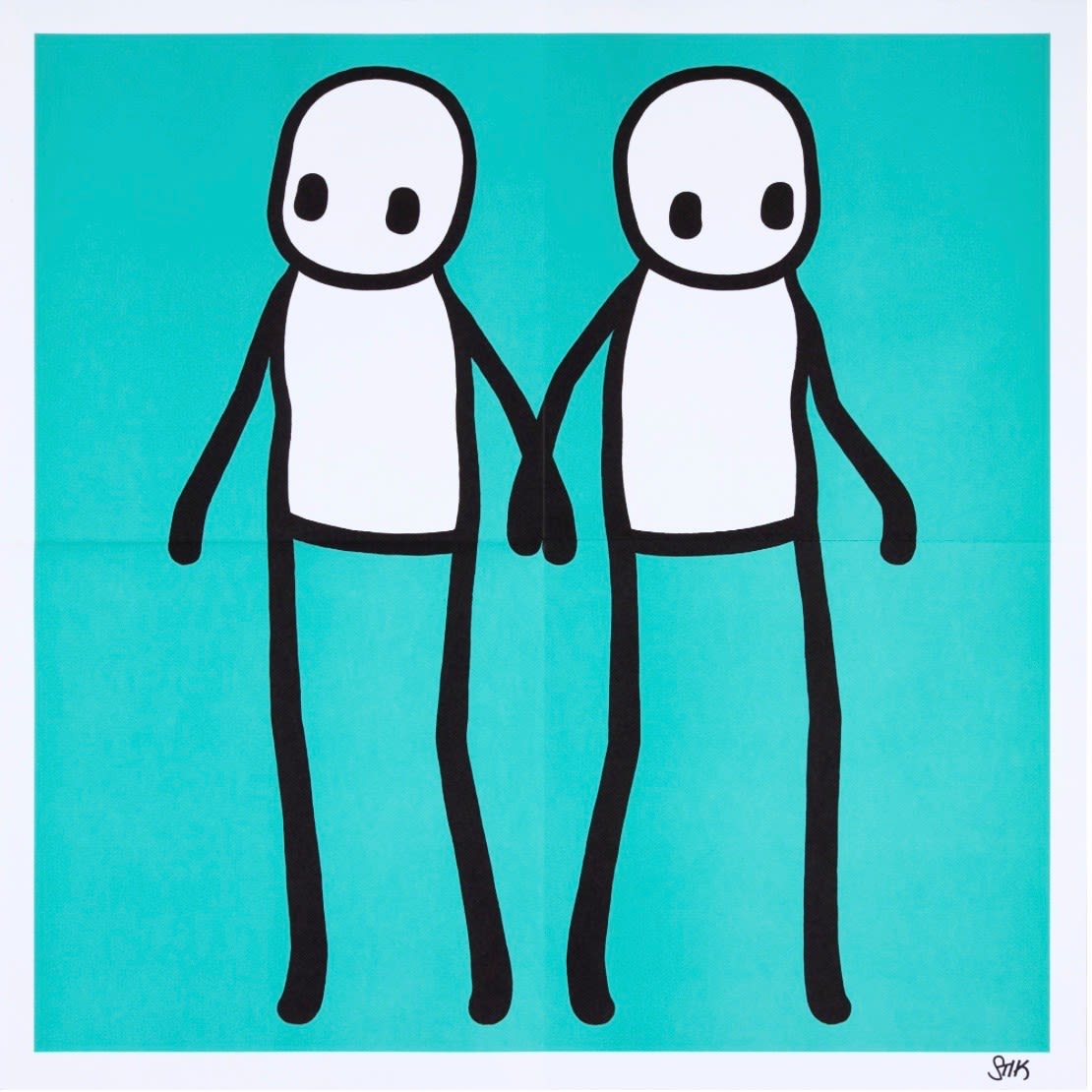 Stik, Stik, Holding Hands, Signed. Teal, 2020